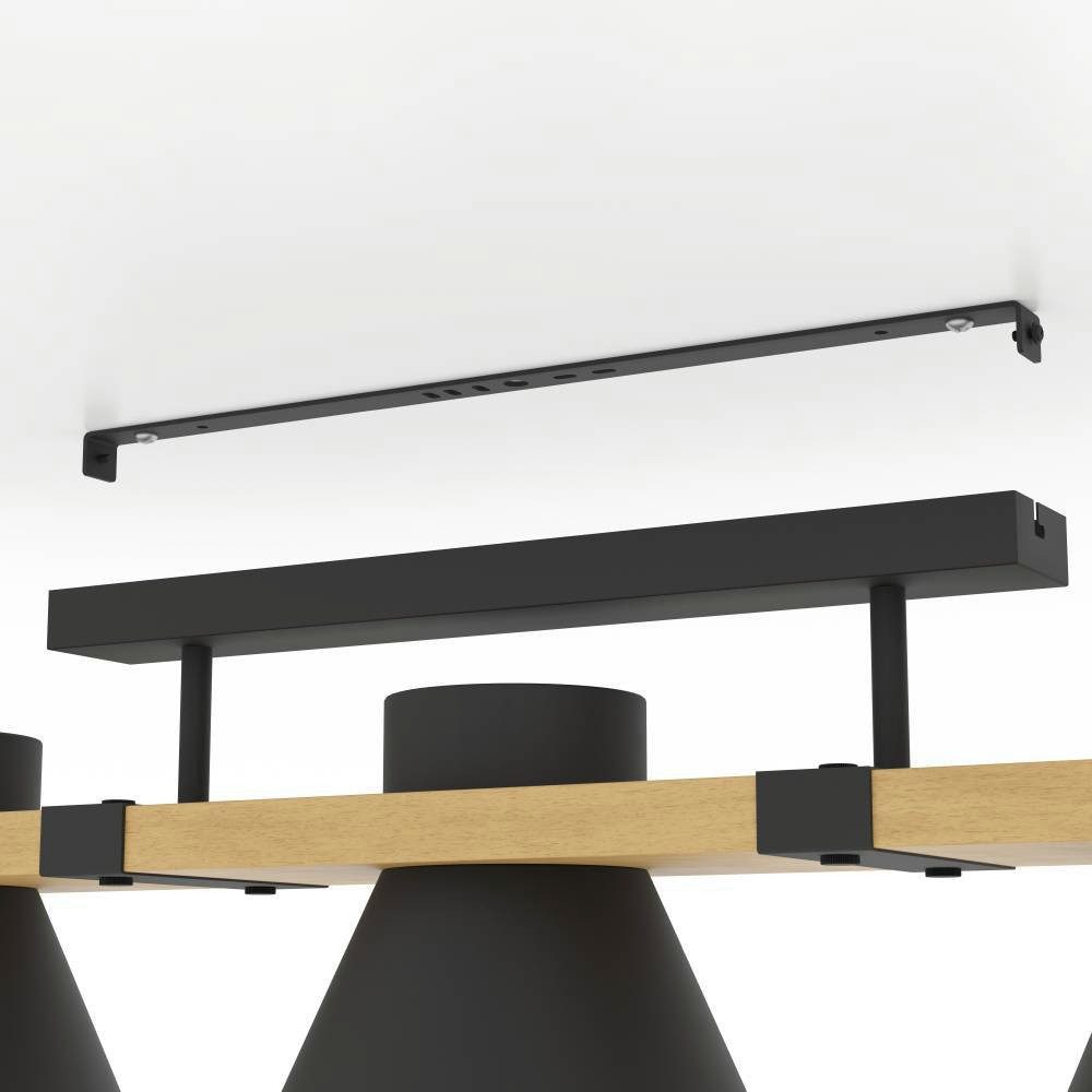 EGLO Plafondlamp MACCLES Plafondlamp, woonkamerlamp, hout en metaal, zwart, plafondspot (1 stuk)
