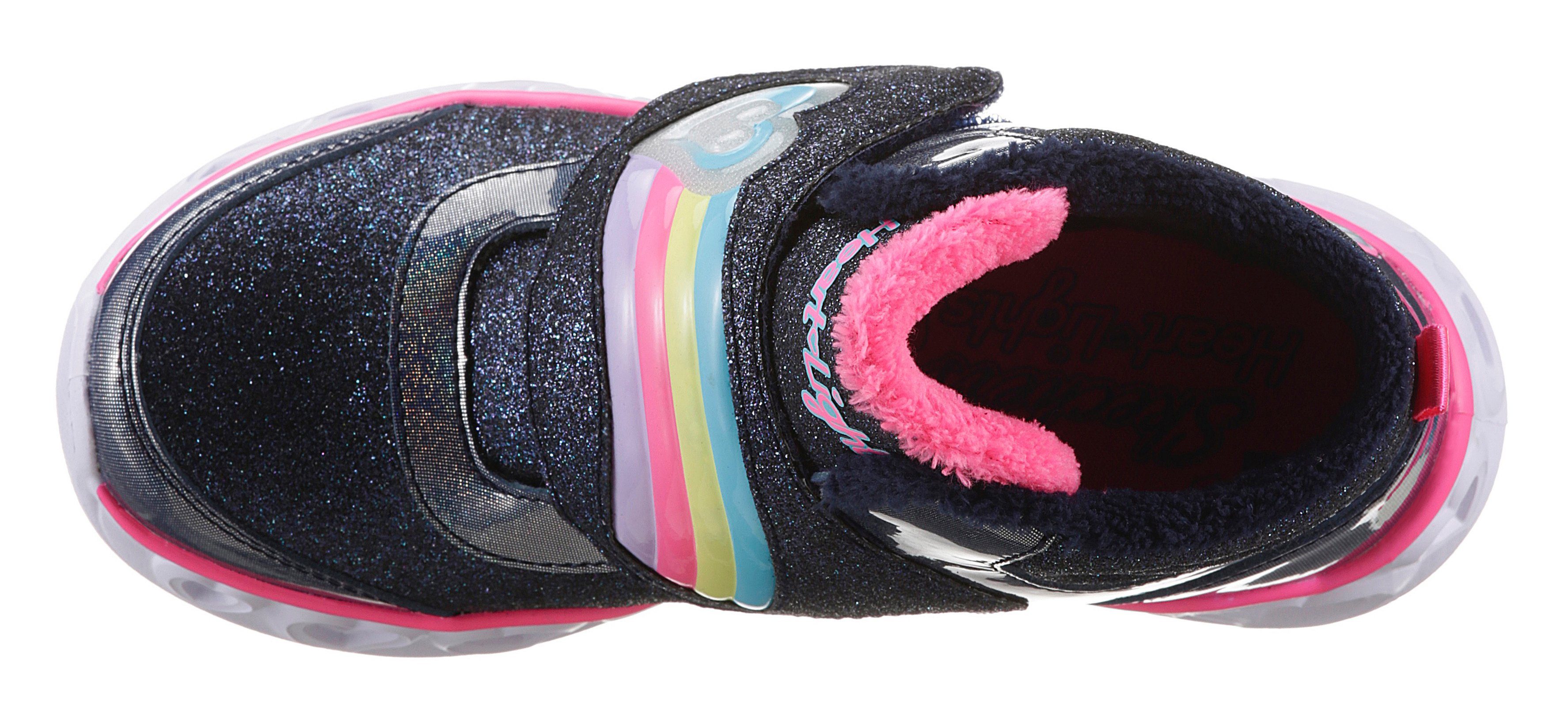 Skechers Klittenbandboots HEART LIGHTS-BRILLIANT RAINBOW met knipperlichtje om in & uit te schakelen