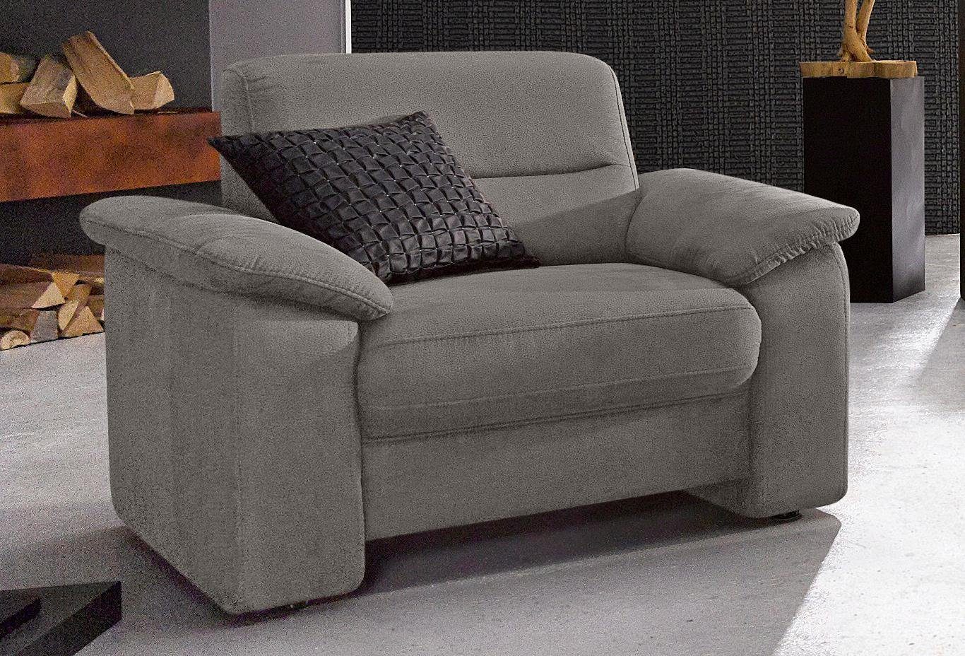 sit&more Fauteuil Ascara inclusief een comfortabele veerkern fauteuils maat Luxe-microvezel grijs