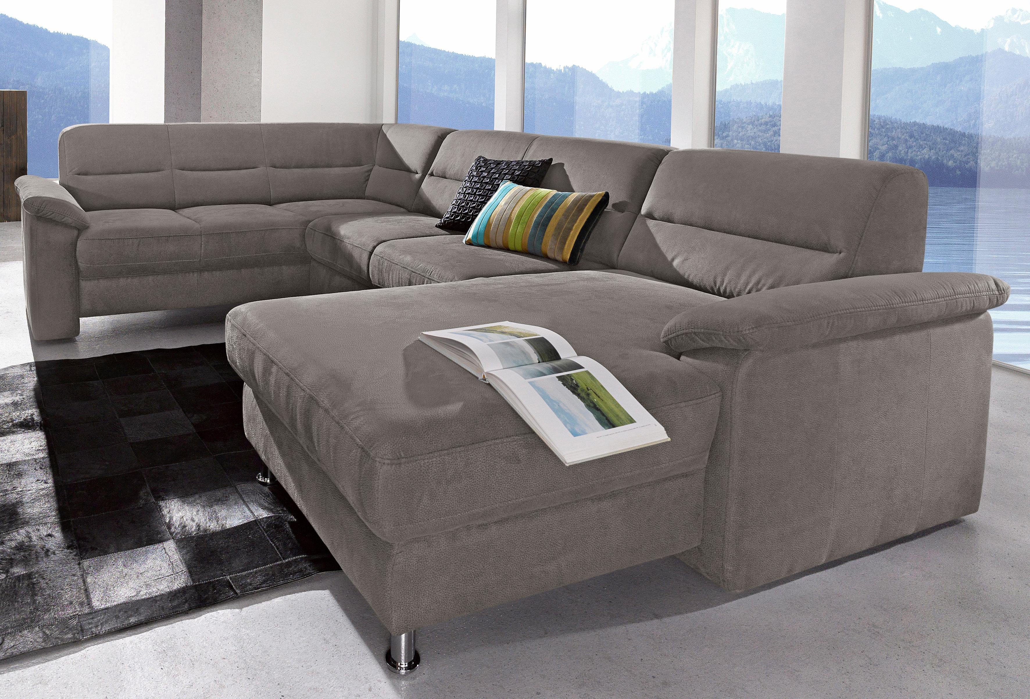 sit&more Zithoek Ascara U-vorm inclusief boxspring/binnenveringsinterieur, naar keuze met slaapfunctie grijs, zithoeken, Récamier rechts, Met