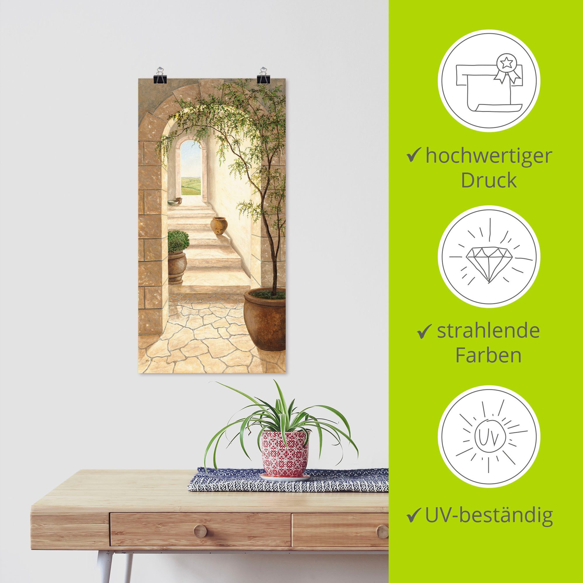 Artland Artprint Toscaanse doorgang als artprint van aluminium, artprint voor buiten, artprint op linnen, poster, muursticker