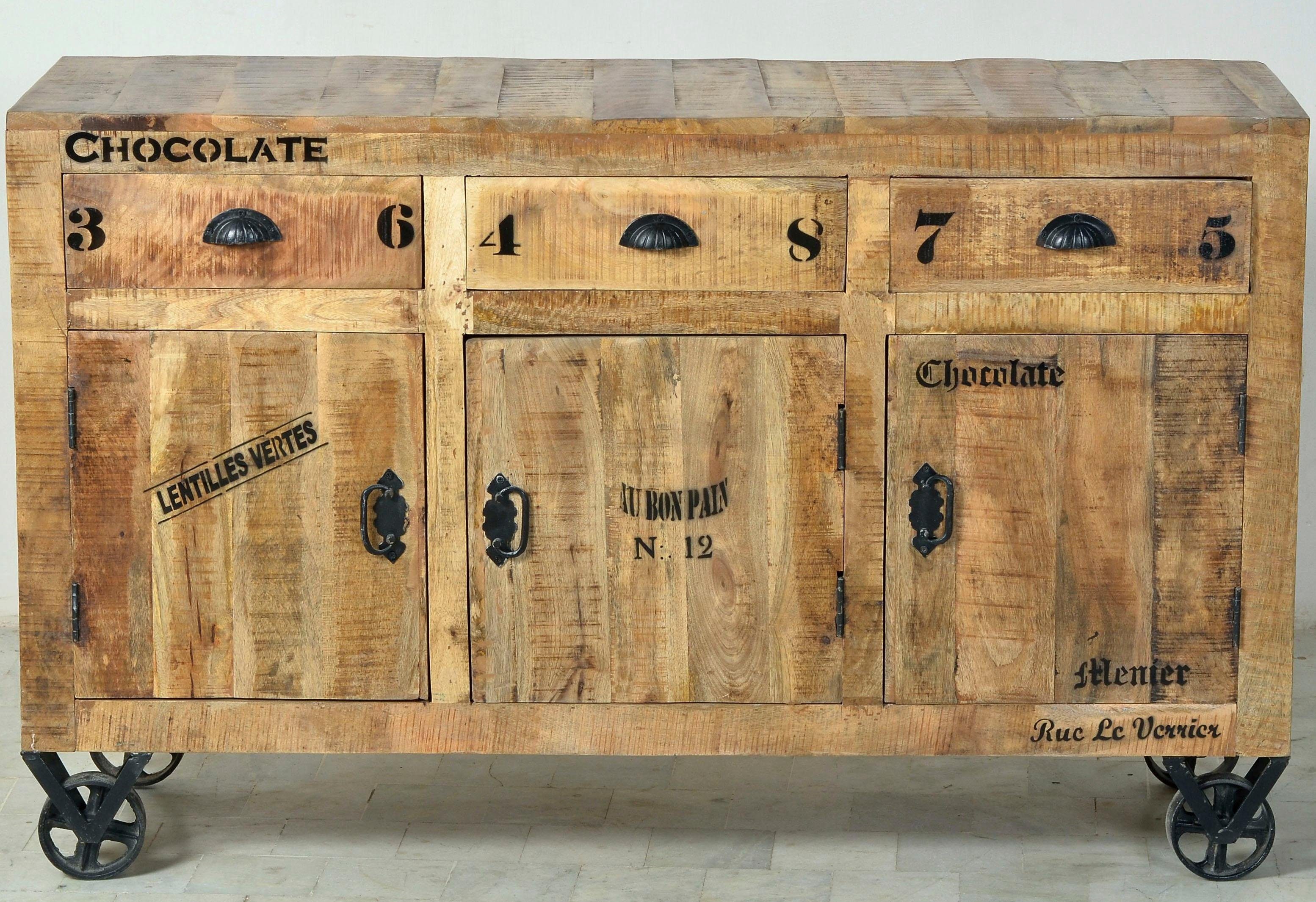 sit dressoir rustiek in factory-design, breedte 140 cm, shabby chic, vintage beige