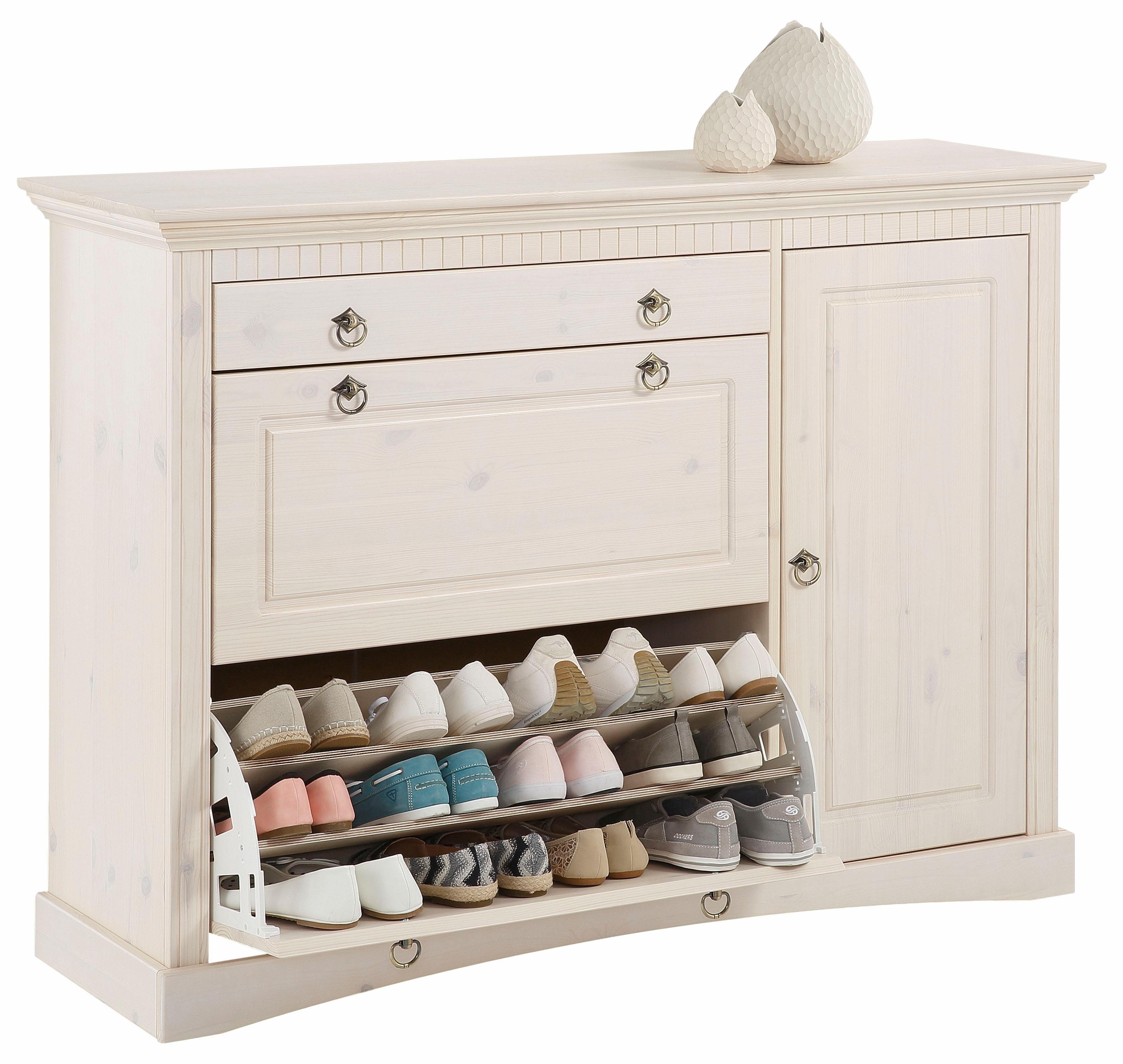 Home affaire Schoenenkast Rustiek gemaakt van massief, fsc-gecertificeerd grenen, 130 cm breed schoenenkasten maat 130x39x93 cm wit
