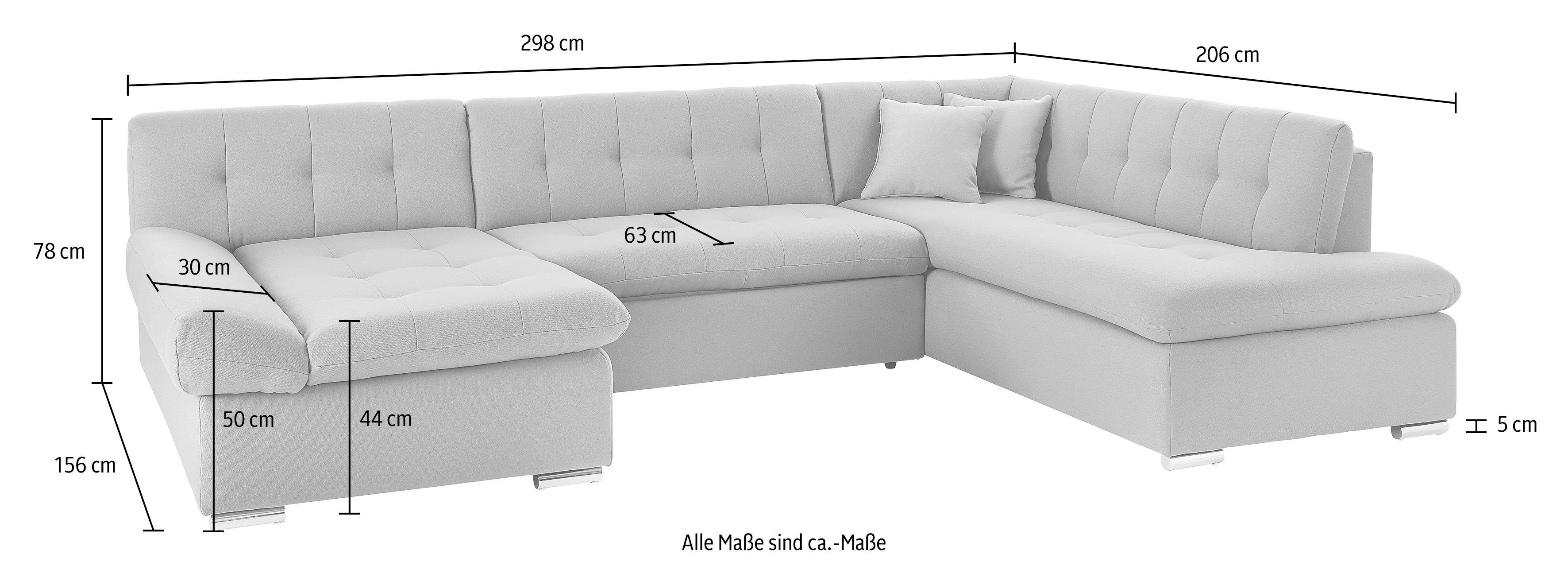 TRENDMANUFAKTUR Zithoek Reggae II, incl. armleuningverstelling, tijdloos modern, comfortabel, U-vorm
