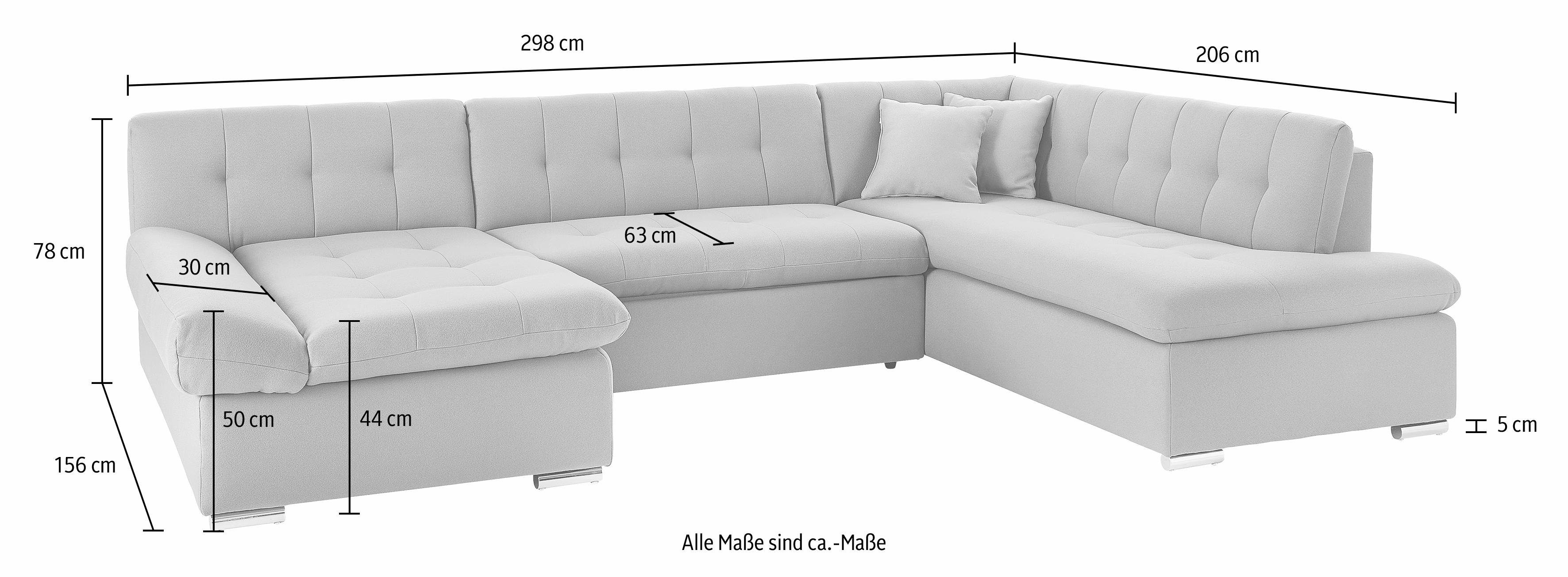 TRENDMANUFAKTUR Zithoek Reggae modern en comfortabel, actuele materiaalcombinatie, U-vorm