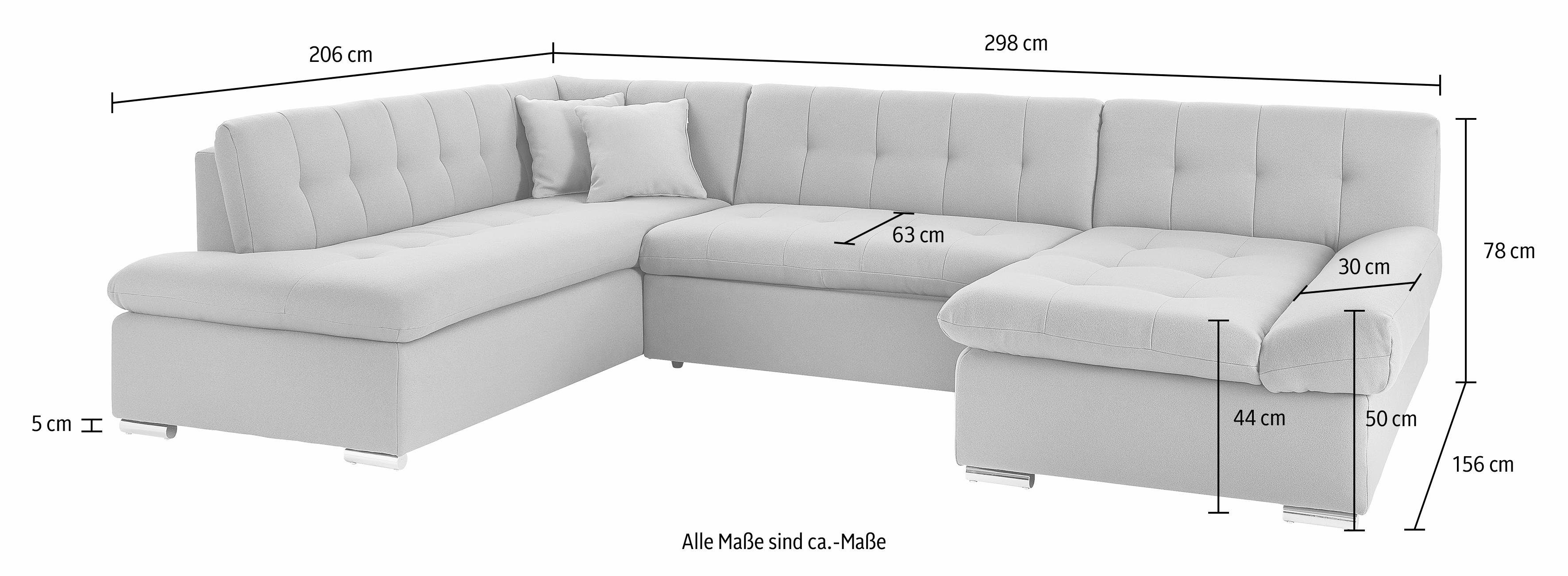 TRENDMANUFAKTUR Zithoek Reggae II, incl. armleuningverstelling, tijdloos modern, comfortabel, U-vorm