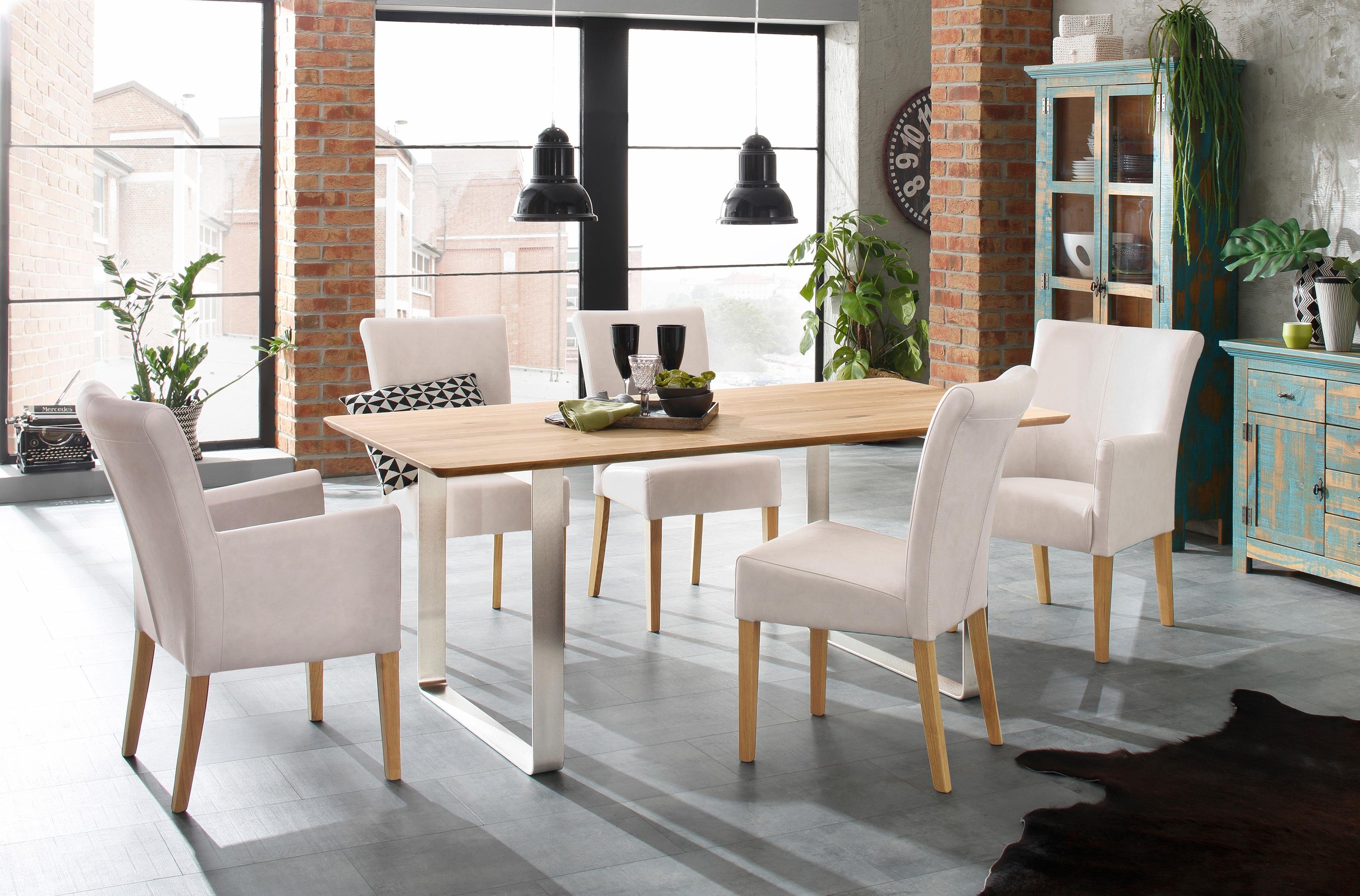 Home affaire Eetkamerstoel Queen Polsterstoel BESTSELLER verschillende type bekleding, massief houten onderstel (set)