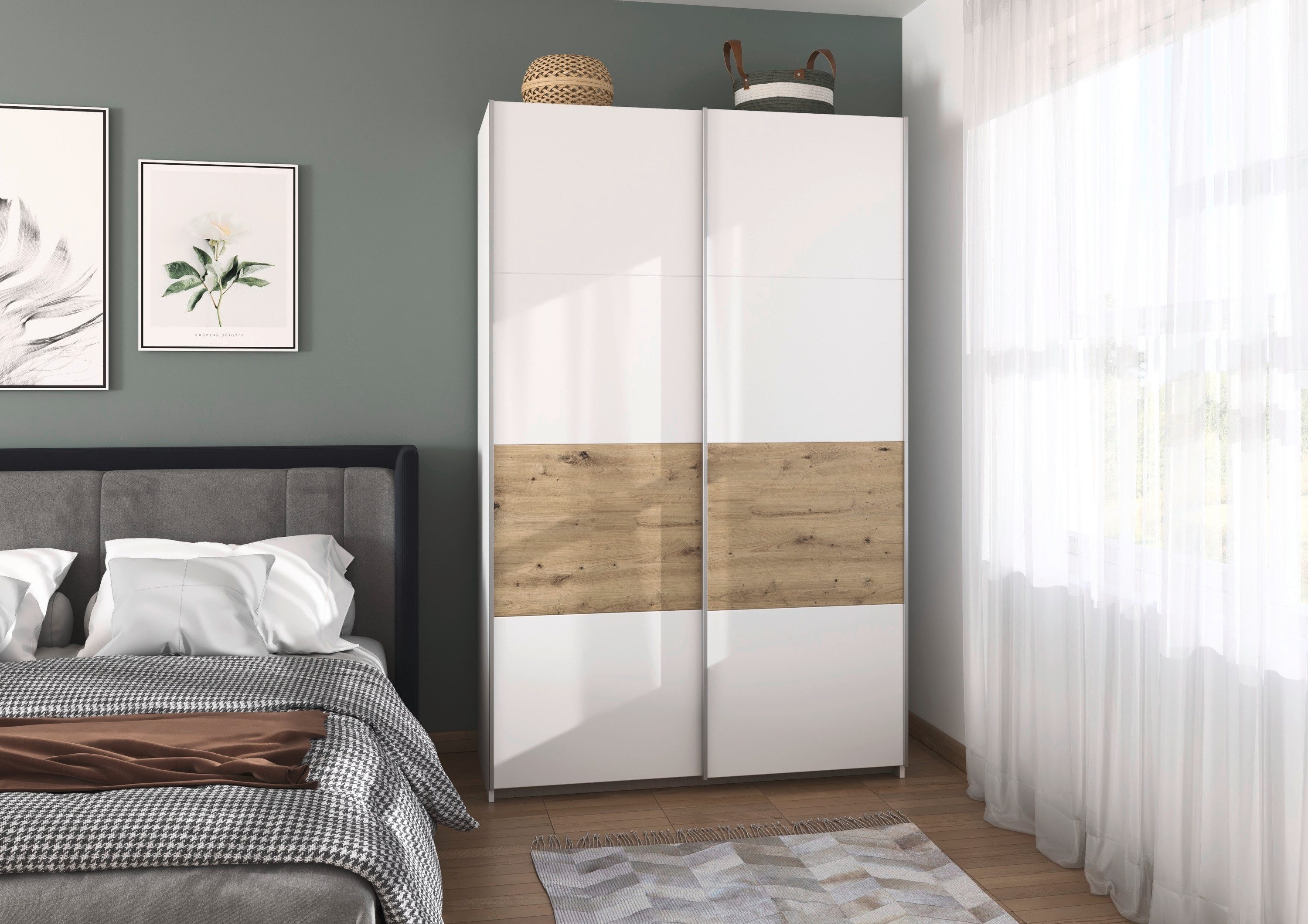 rauch Schuifdeurkast Kledingkast Kast Garderobe Slaapkamerkast OXFORD met handgrepen van metaal, ook voor kleinere ruimtes made in germany