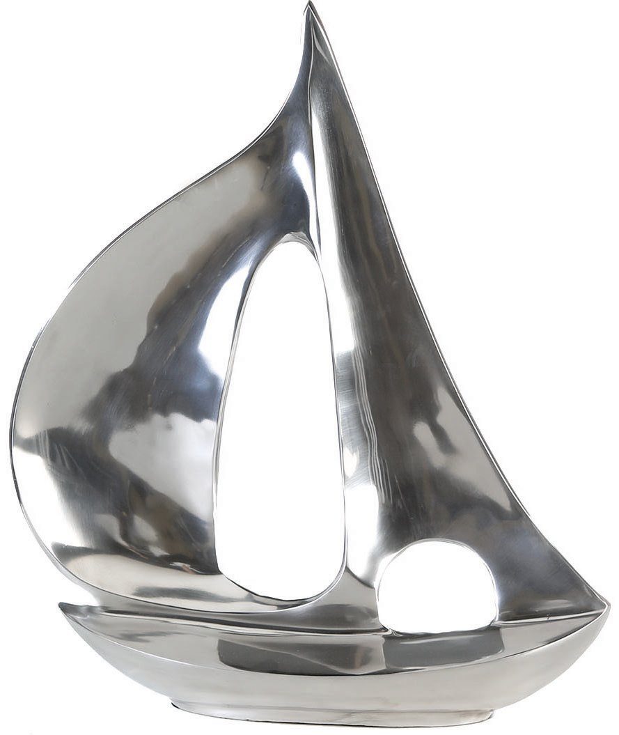 GILDE Deco-object Sculptuur zeil-boot, zilver van metaal, maritiem, te bestellen in 2 maten, woonkamer (1 stuk)