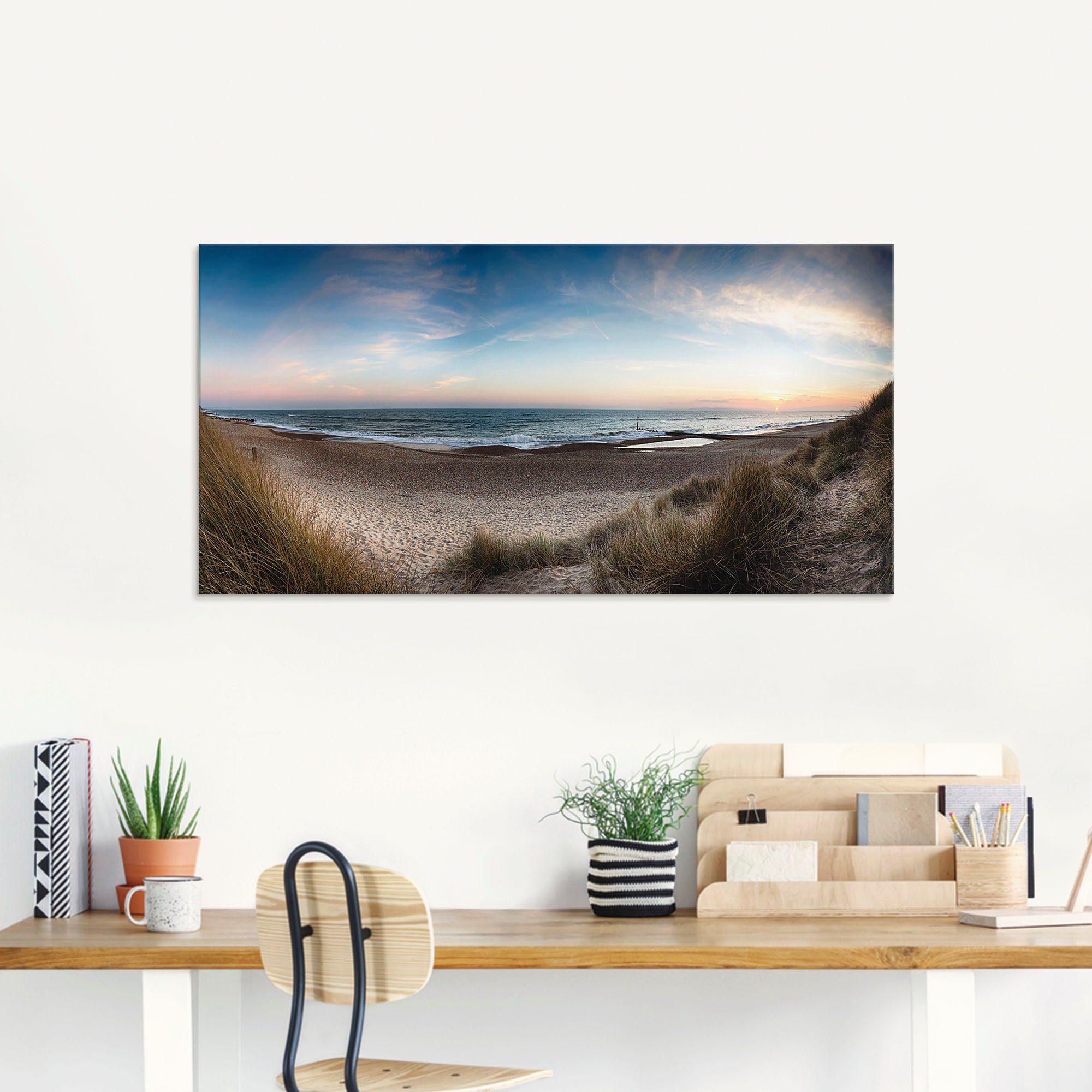 Artland Print op glas Strand en duinen aan de Hengistbury Head