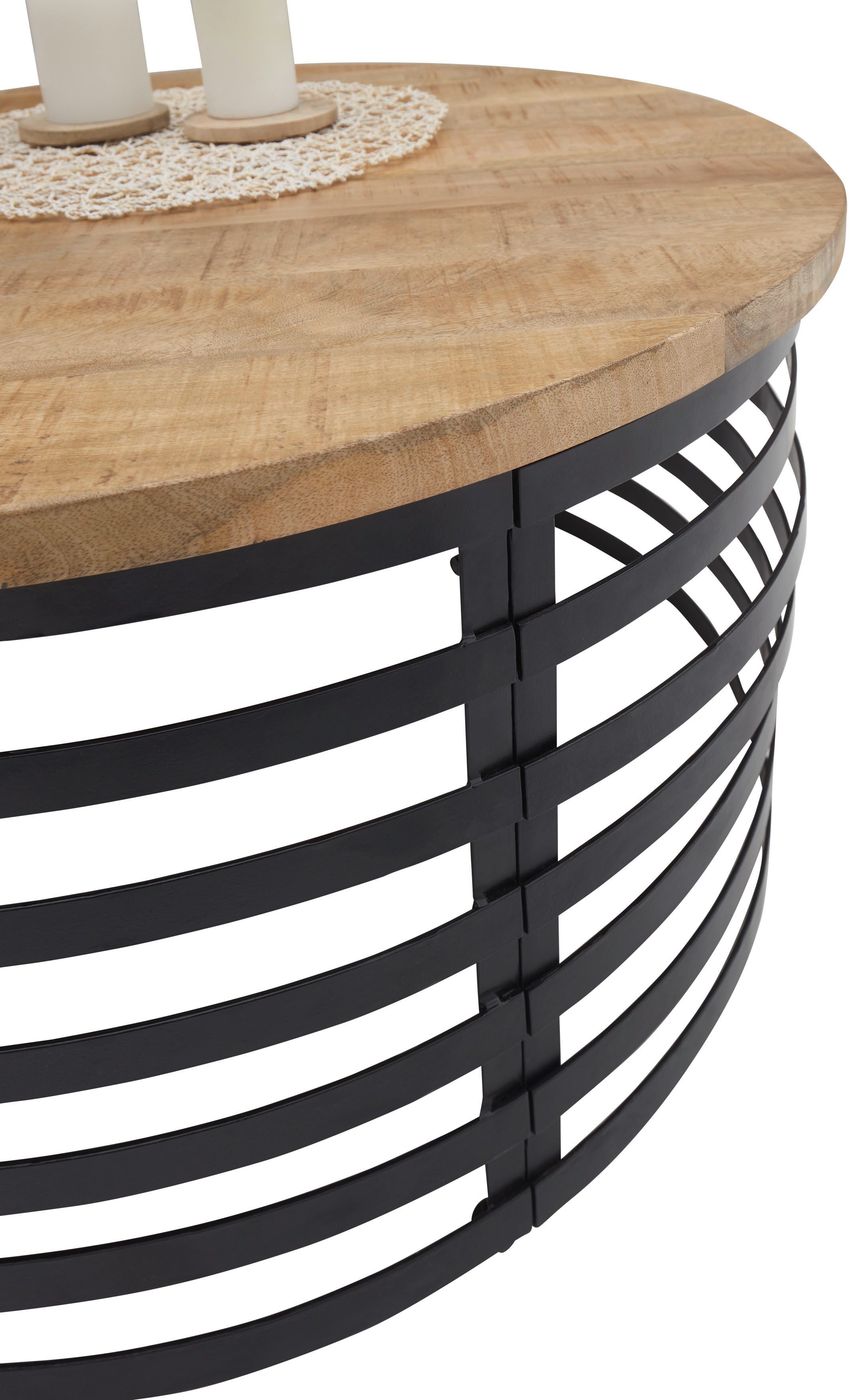 Stolkom Salontafel Marly massief houten ronde tafel, salontafel, BxH 80x40 cm