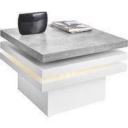 pro line salontafel van hout, met functie, 3 tafelbladen, 1 draaibaar tafelblad, met ledverlichting, vierkant wit