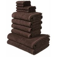 my home handdoekenset inga met fijne rand (set, 10-delig) bruin