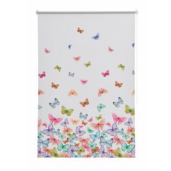 home affaire rolgordijn met zijbediening butterfly hittebescherming, vlinders, multicolour, gedessineerd, klemsteun (1 stuk) multicolor