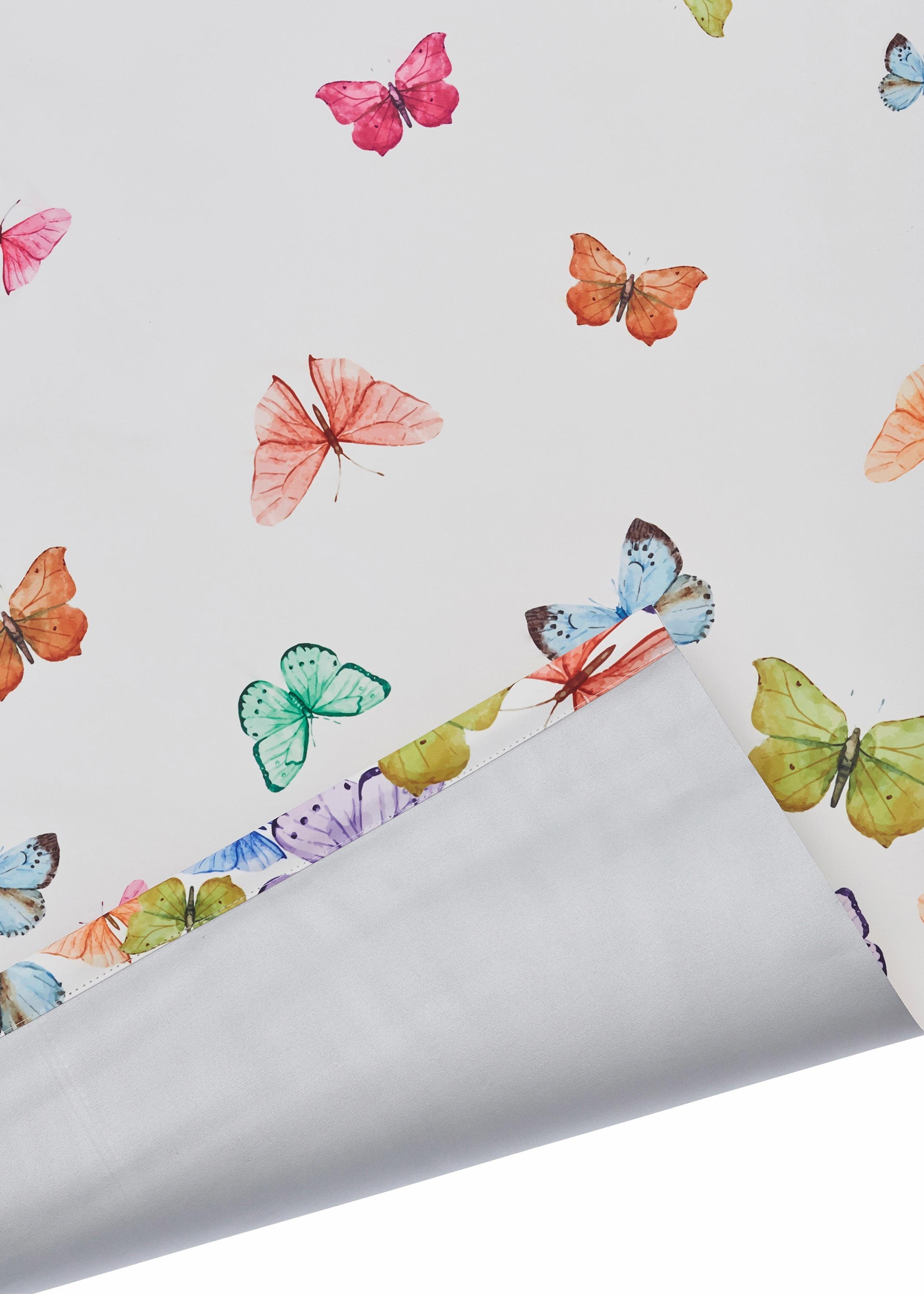 Home affaire Rolgordijn met zijbediening Butterfly Hittebescherming, vlinders, multicolour, gedessineerd, klemsteun (1 stuk)