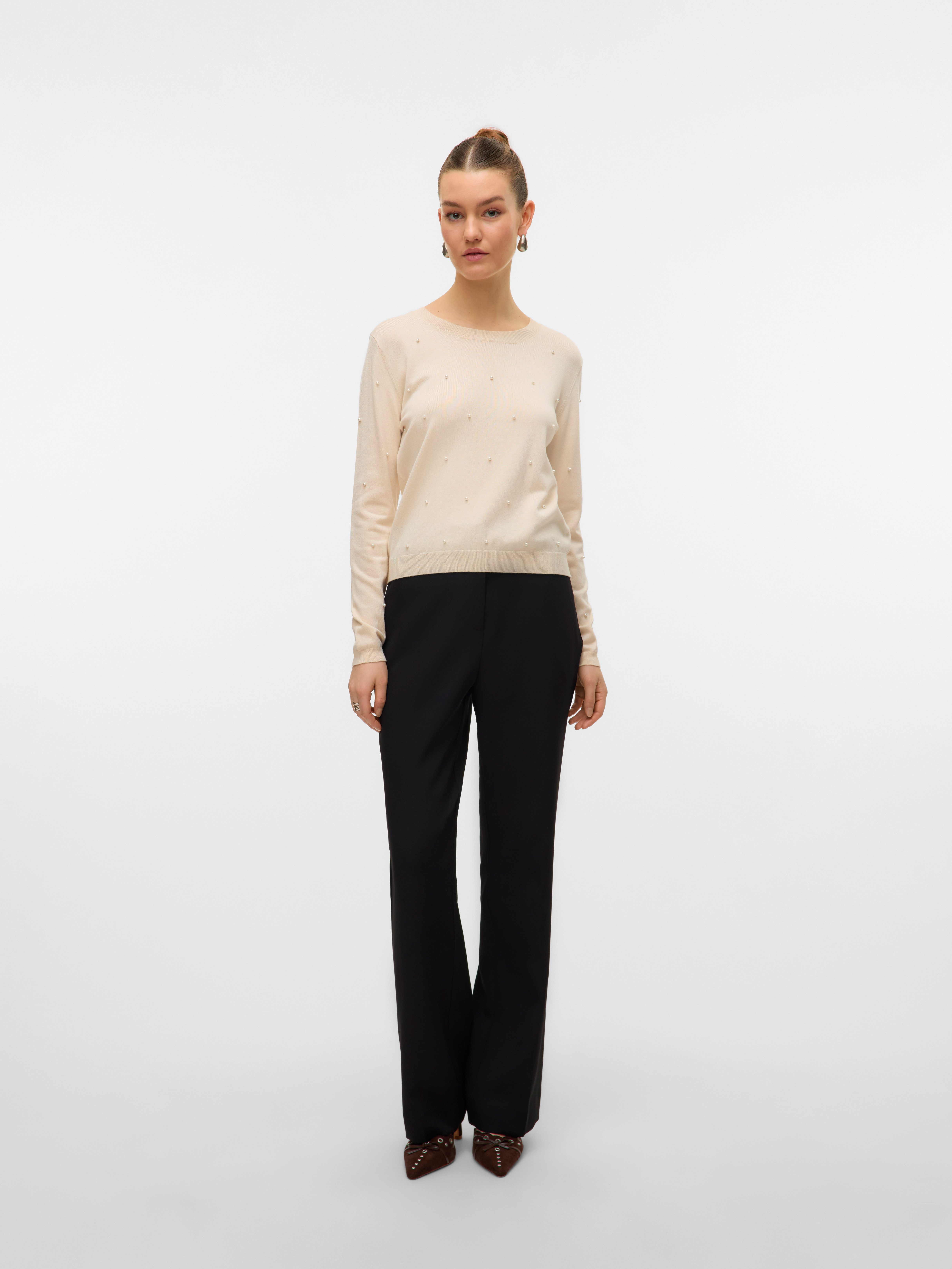 Vero Moda Trui met ronde hals VMGLORY PEARL LS O-NECK PULLOVER BOO