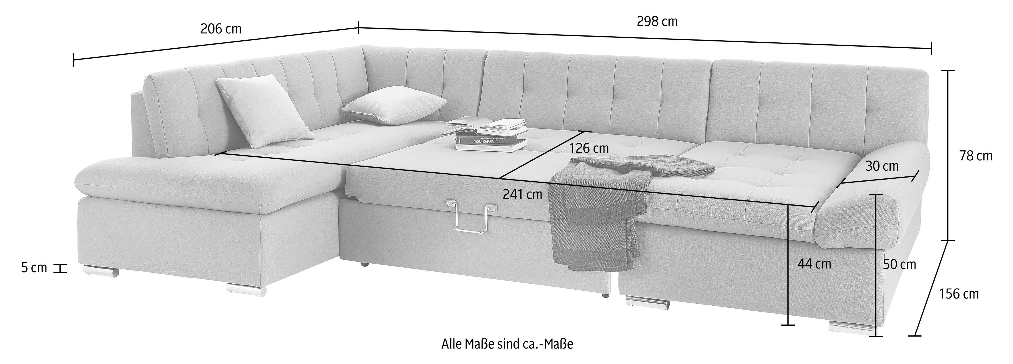TRENDMANUFAKTUR Zithoek Reggae modern en comfortabel, actuele materiaalcombinatie, U-vorm