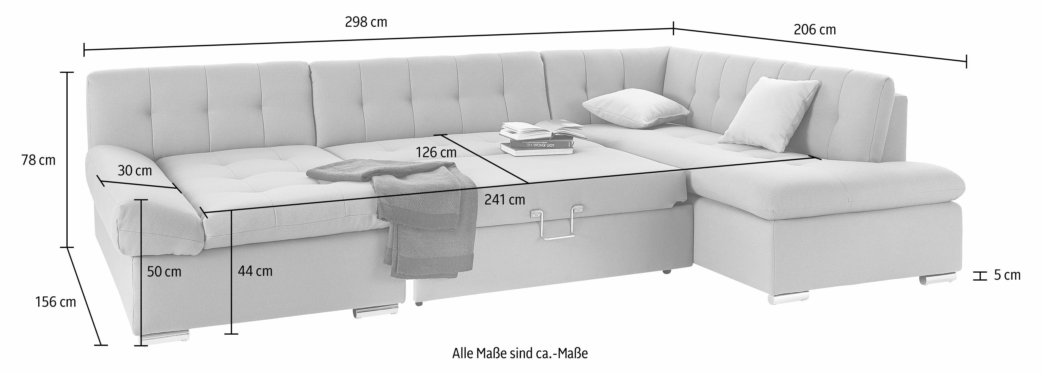 TRENDMANUFAKTUR Zithoek Reggae modern en comfortabel, actuele materiaalcombinatie, U-vorm