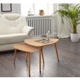pro line bijpassend tafeltje frame massief beukenhout, plaat hout, salontafels in 2 verschillende hoogten, driehoekige plaatvorm (set) beige
