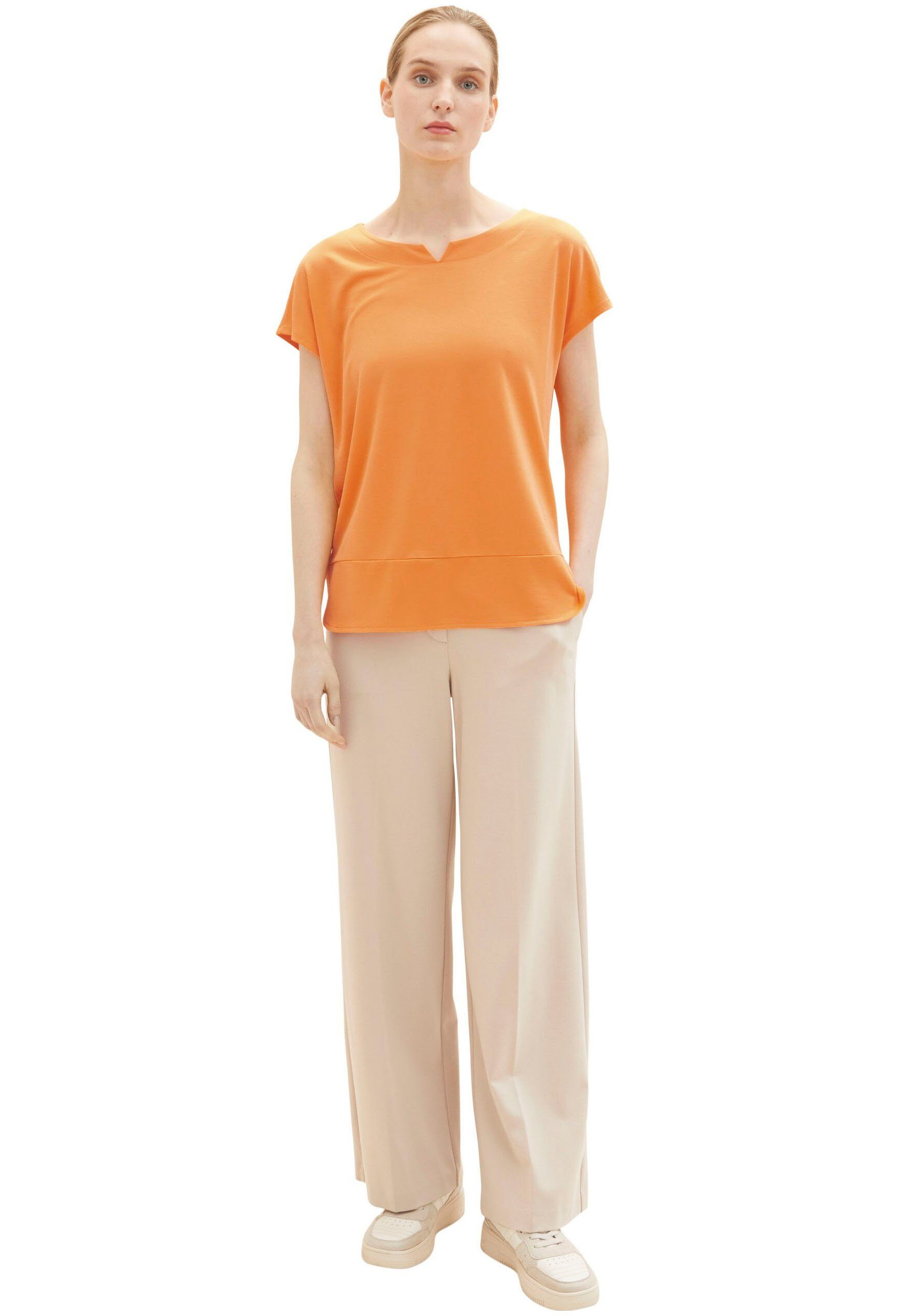 Tom Tailor T-shirt met geraffineerde halsuitsnede