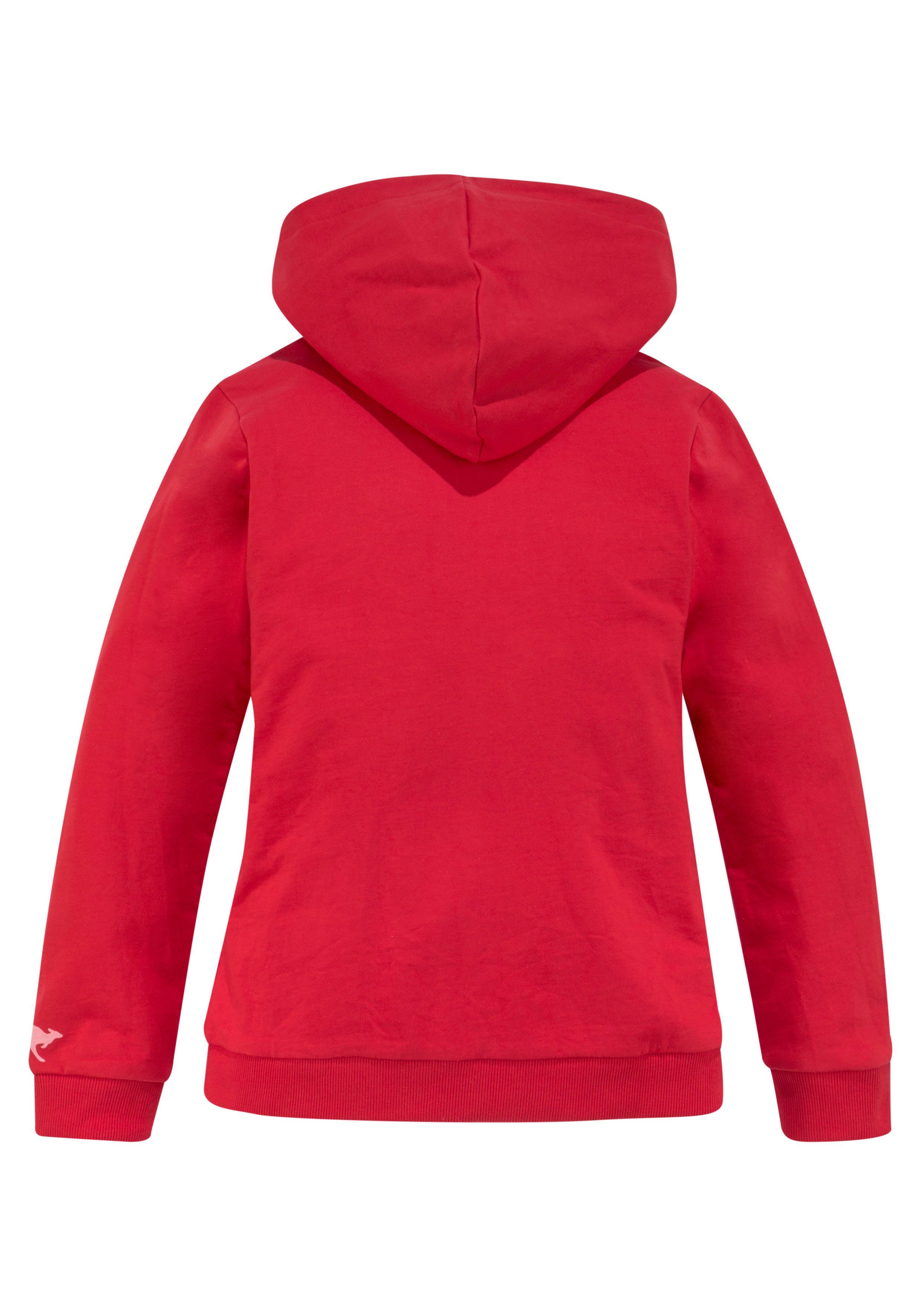 KangaROOS Hoodie met logoprint Lange mouwen, bedrukt, van sweatstof met katoen, met kangoeroezak