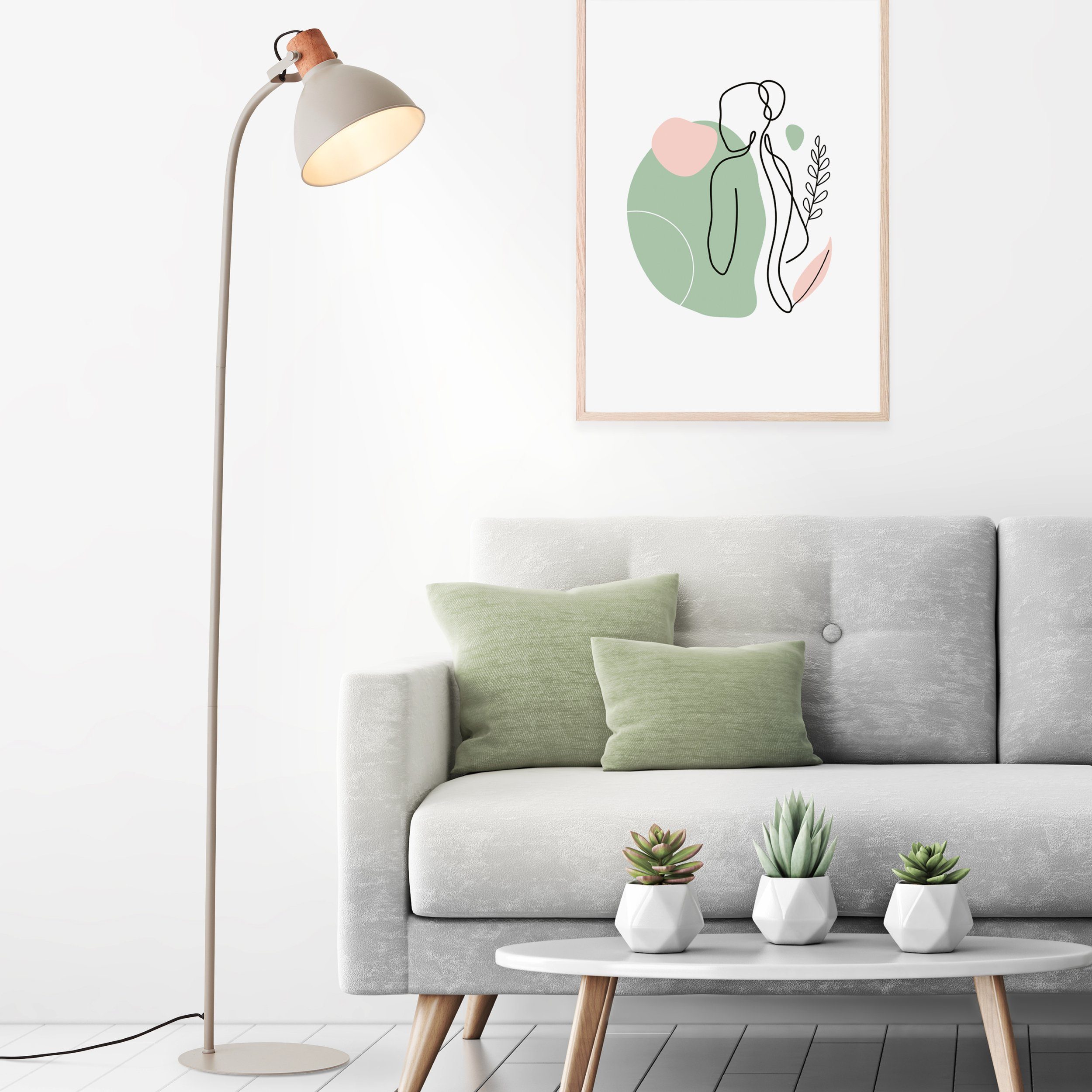 Brilliant Leuchten Staande lamp Erena Hoogte 150 cm, E27, metaal/hout