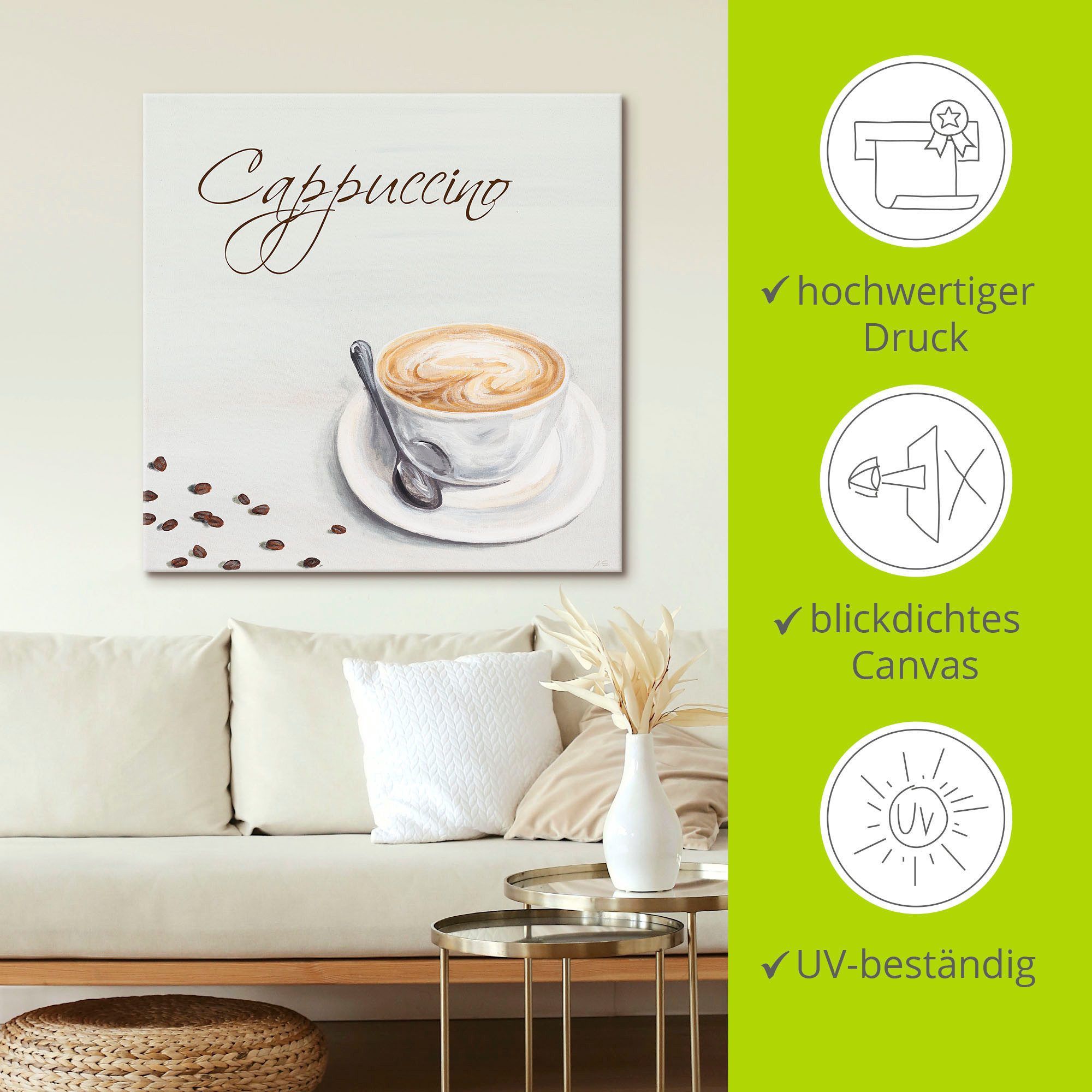 Artland Artprint op linnen Cappuccino II gespannen op een spieraam