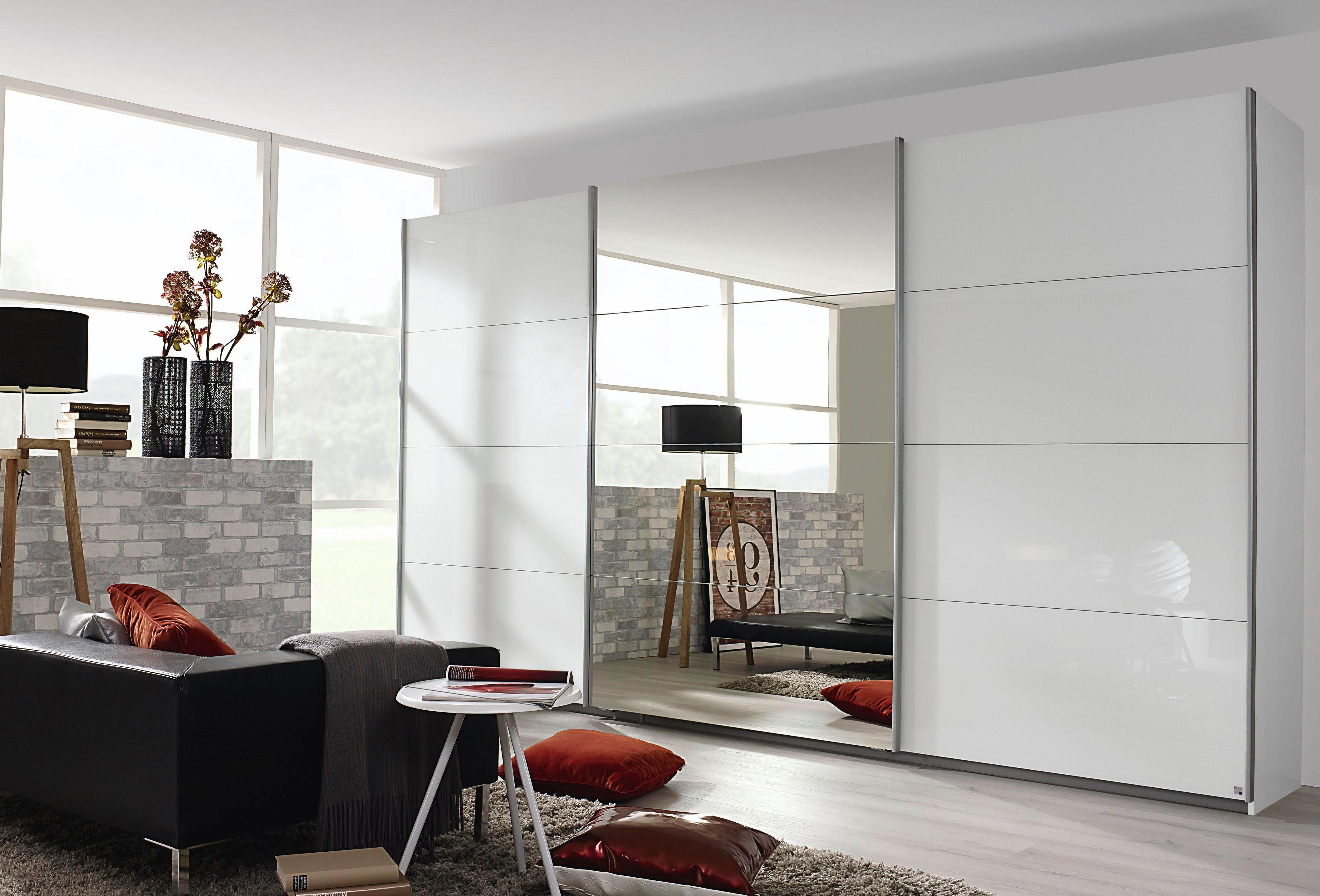 rauch Zweefdeurkast Kulmbach inclusief lade-inzet en losse planken zweefdeurkasten maat 360 cm x 210 cm x 62 cm wit