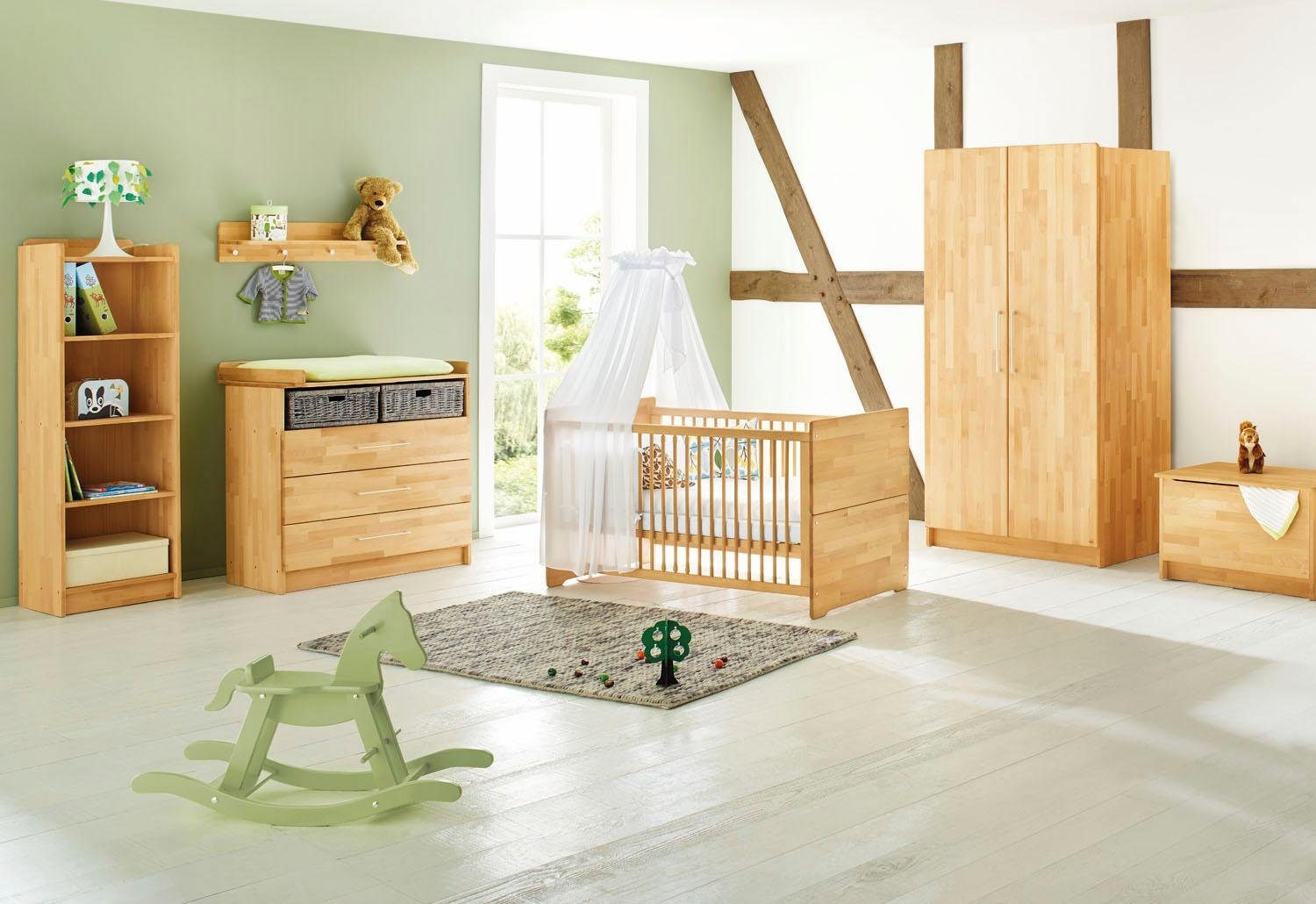 Pinolino® Complete babykamerset Natura breed, met kinderbed, kast en commode, made in europe (set, 3 stuks)