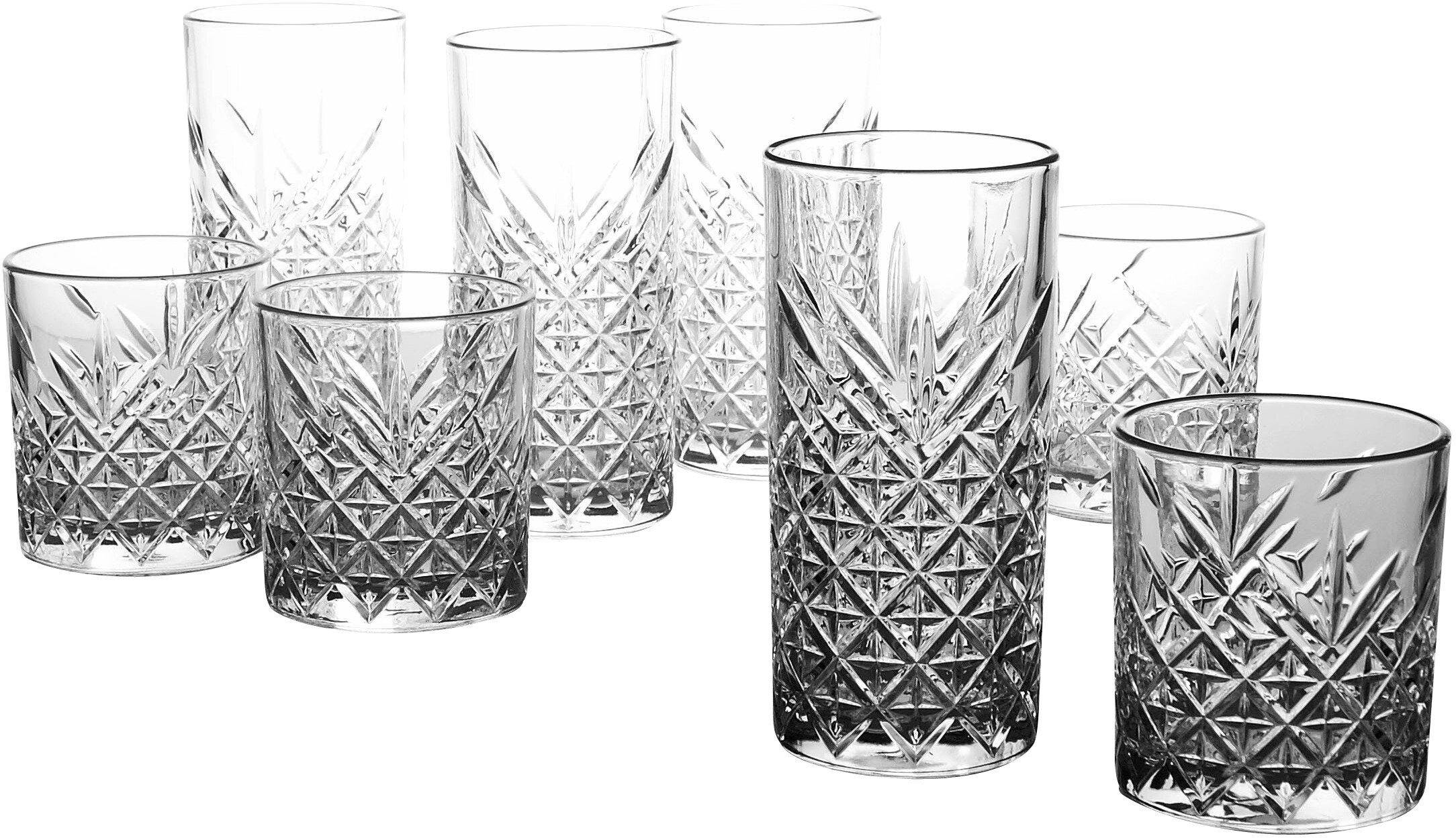 CreaTable Glazenset TIMELESS drinkglazen 4 waterglazen, 4 whiskyglazen als set (set, 8-delig)