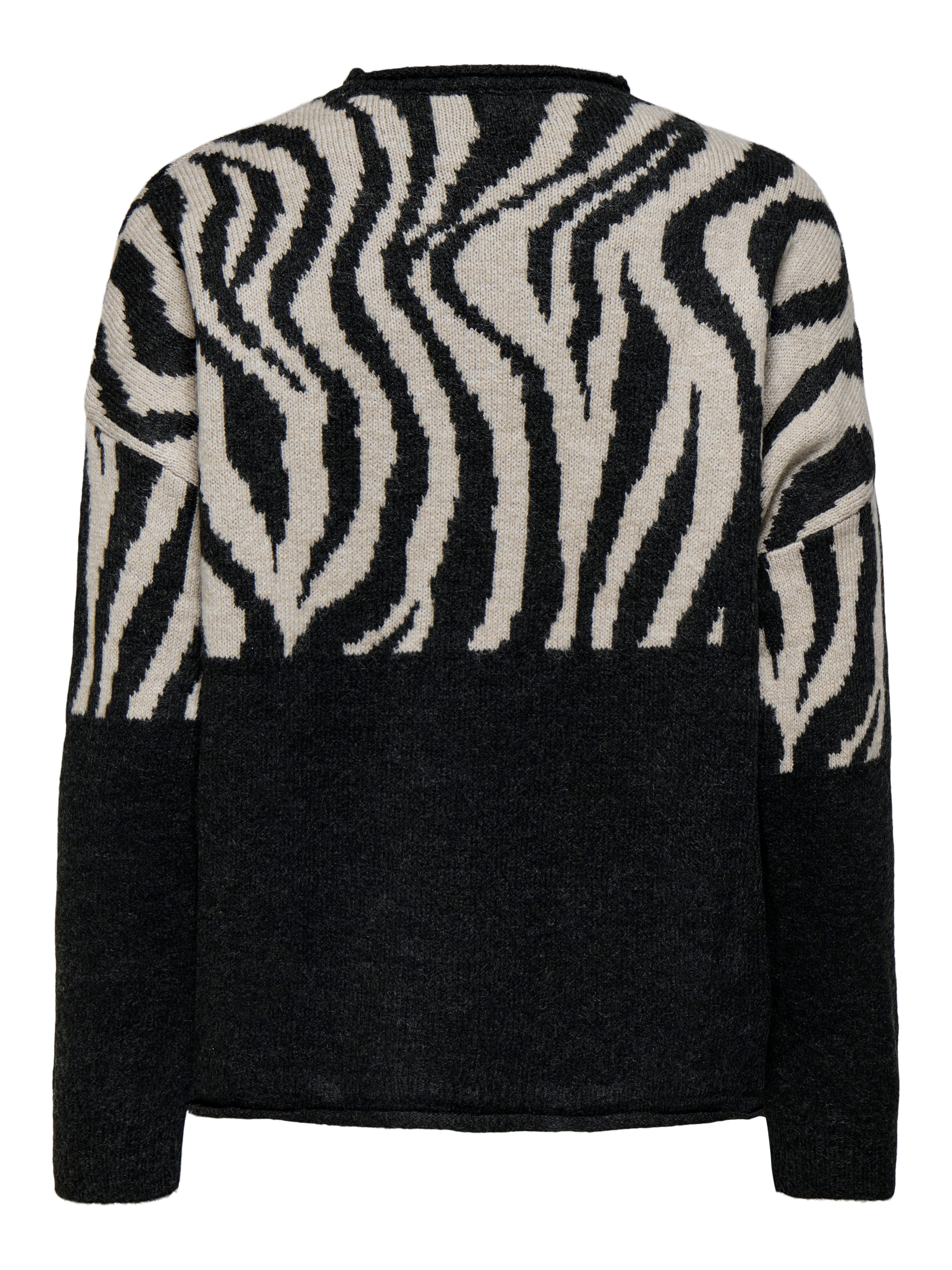 Only Trui met ronde hals ONLJADE ZEBRA LS O-NECK CC KNT