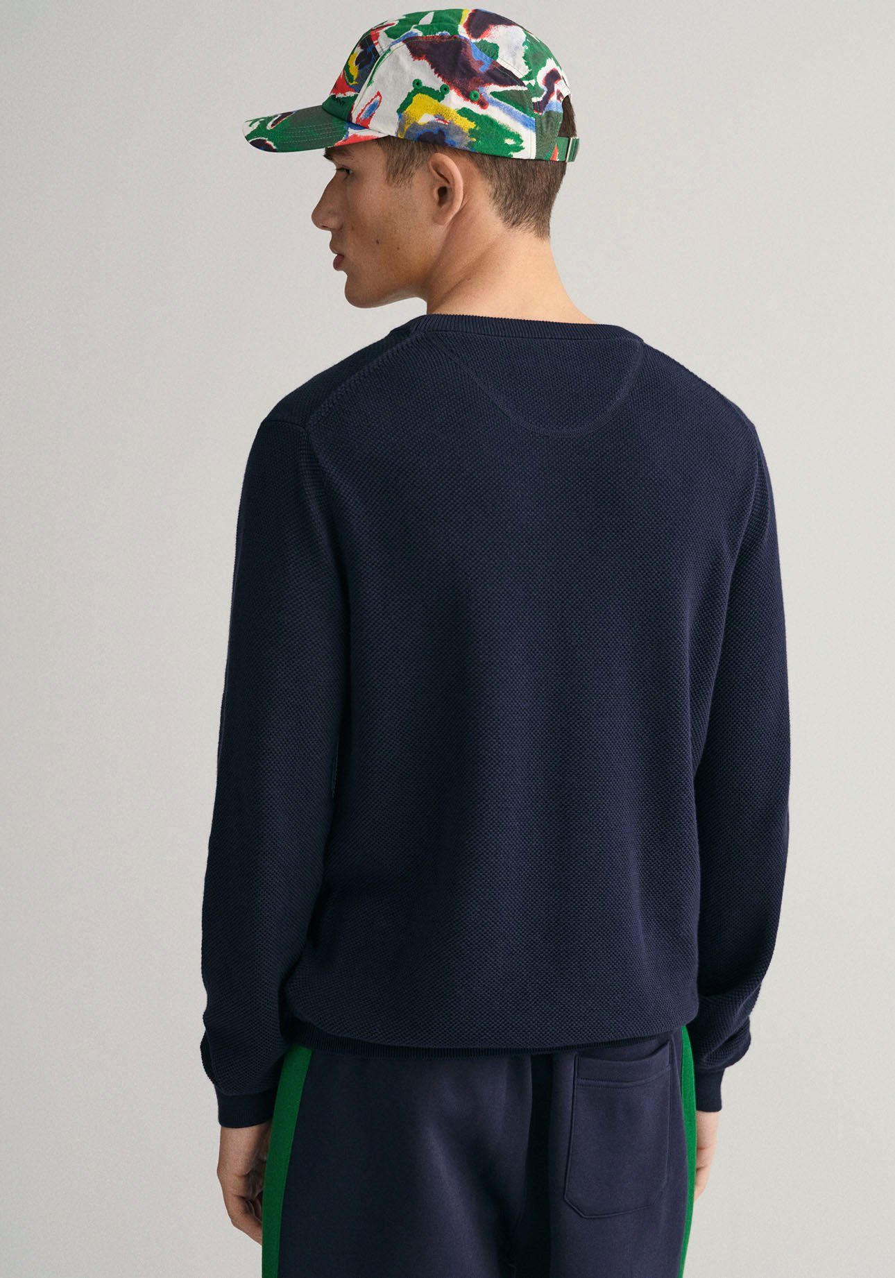 Gant Trui met ronde hals COTTON PIQUE C-NECK met logoborduursel op borsthoogte
