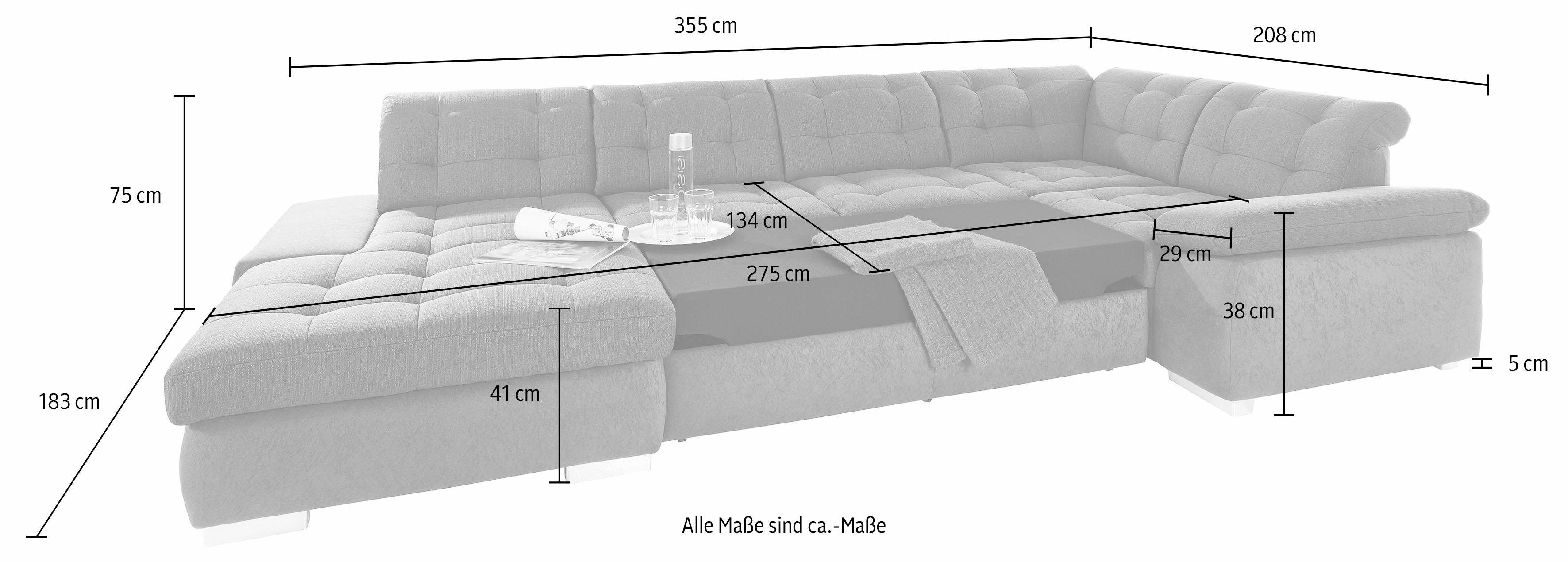 sit&more Zithoek Ontario U-vorm XXL, optioneel met slaapfunctie