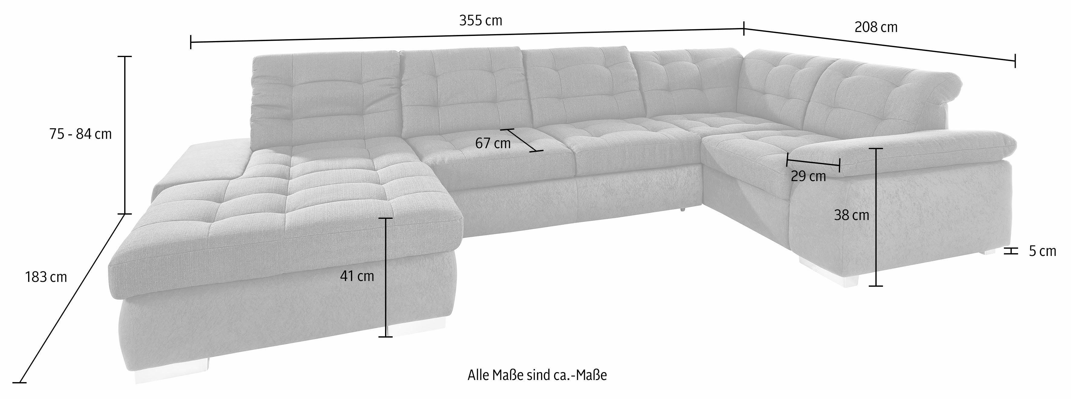 sit&more Zithoek Ontario U-vorm XXL, optioneel met slaapfunctie