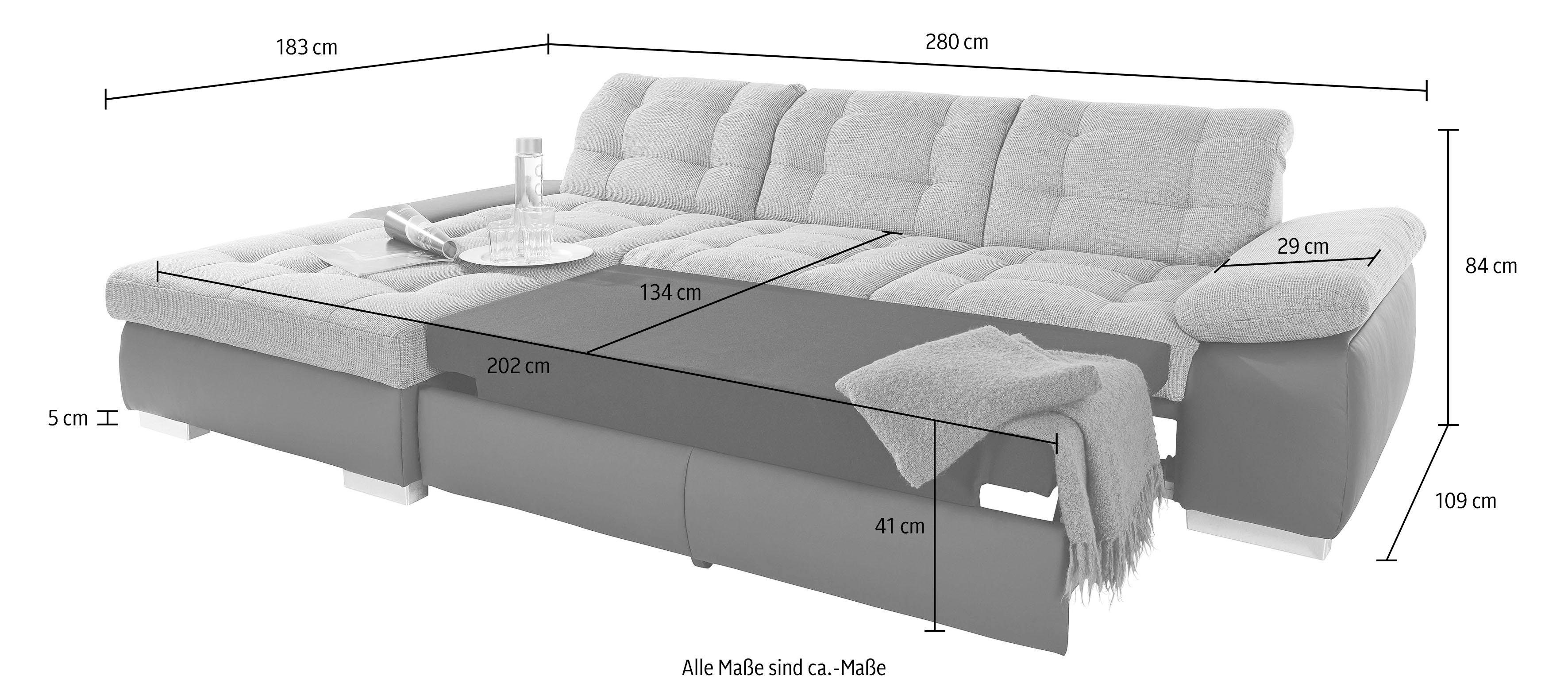 sit&more Hoekbank Ontario L-vorm XXL, optioneel met slaapfunctie