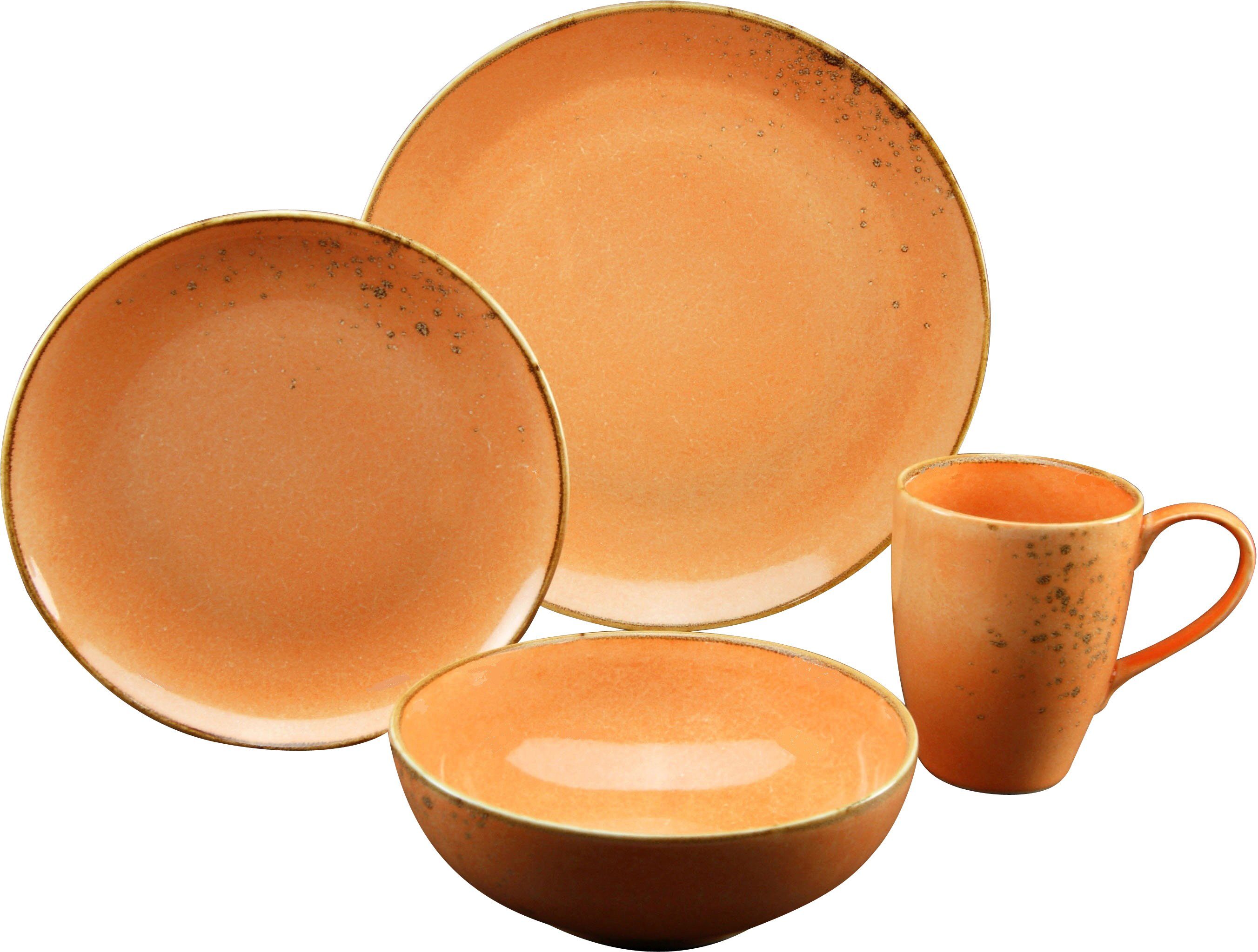CreaTable Combi-servies Servies-set NATURE COLLECTION Zomer Servies, ecru en gespikkeld, 16 delen, voor 4 personen (set, 16-delig)