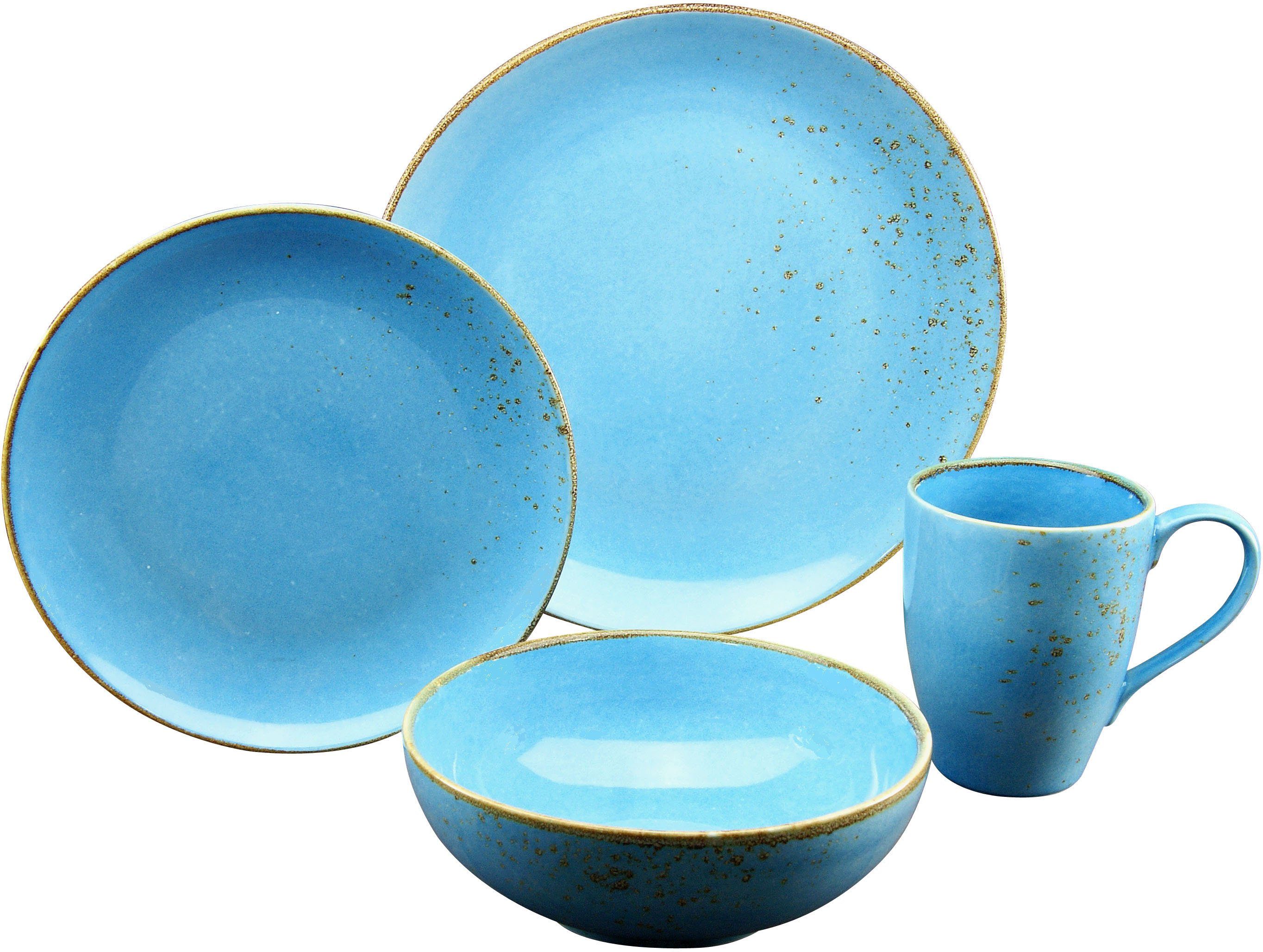 CreaTable Combi-servies Servies-set NATURE COLLECTION Zomer Servies, ecru en gespikkeld, 16 delen, voor 4 personen (set, 16-delig)