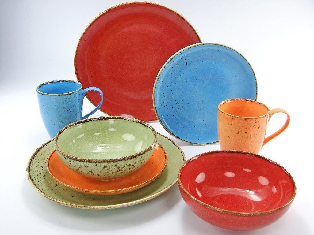 CreaTable Combi-servies Servies-set NATURE COLLECTION Zomer Servies, ecru en gespikkeld, 16 delen, voor 4 personen (set, 16-delig)