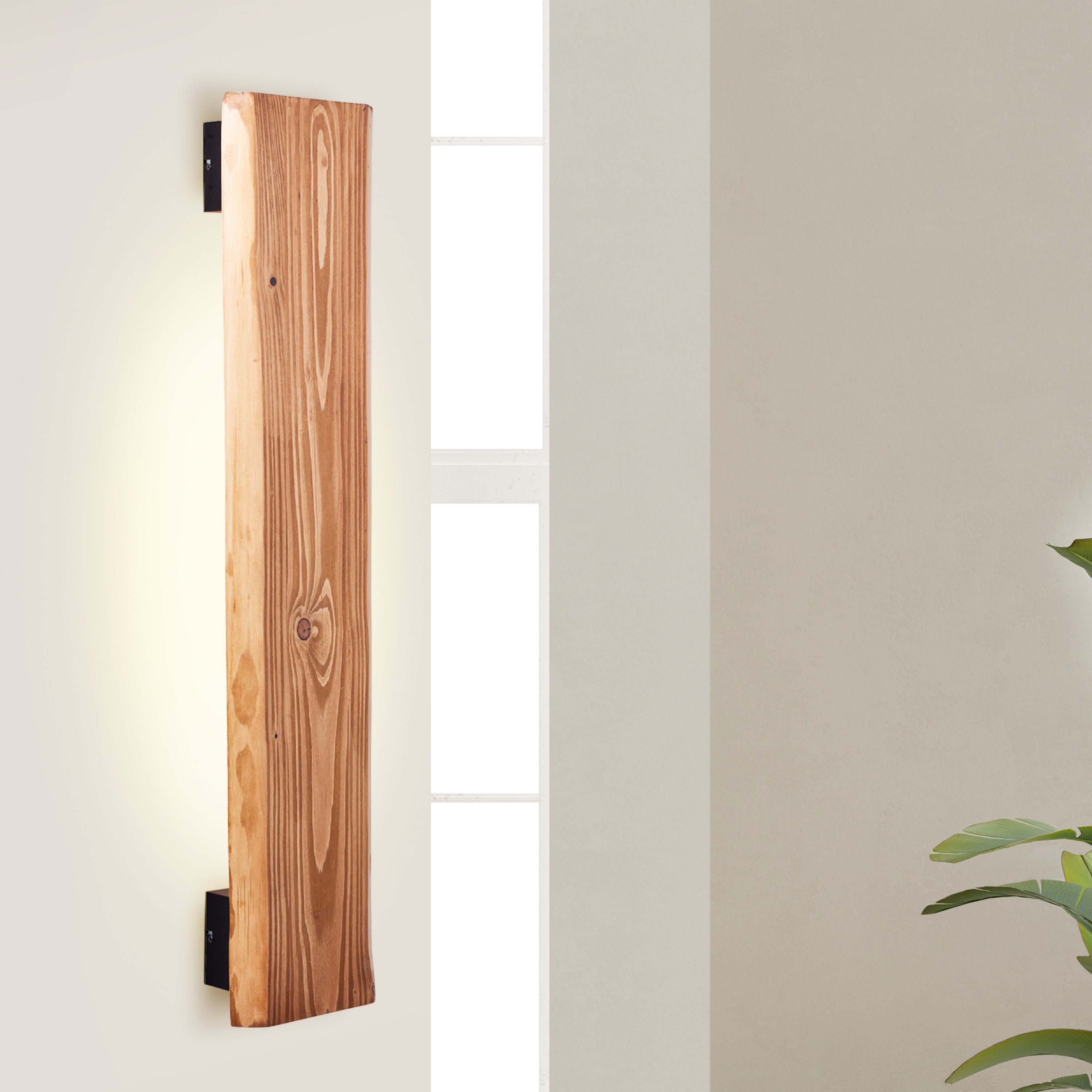 Brilliant Leuchten Led-wandlamp Feingold van duurzaam hout, 100 cm hoogte, hout/metaal, gebeitst dennenhout (1 stuk)