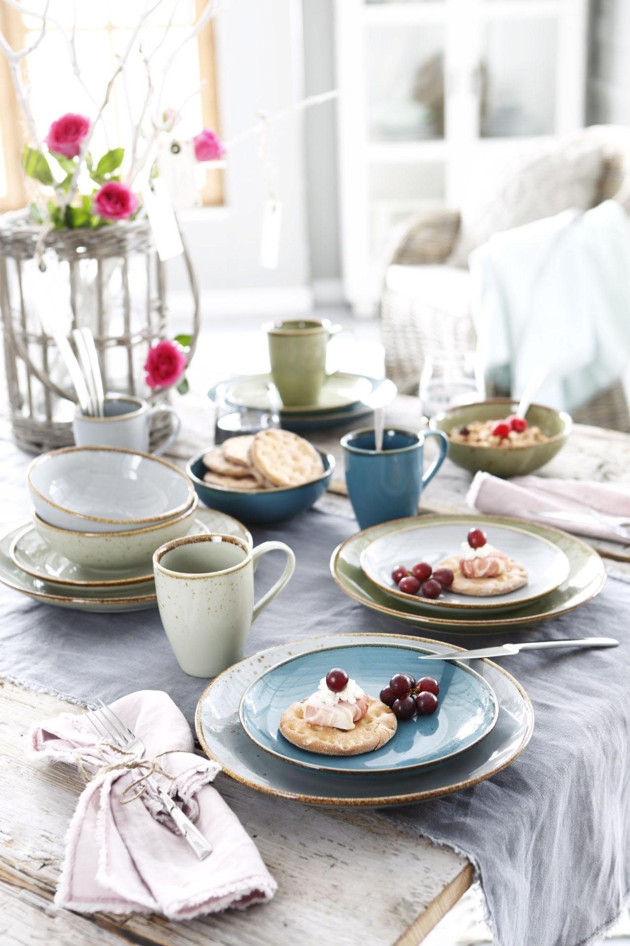CreaTable Combi-servies Servies-set NATURE COLLECTION Servies, harmonieus natuurlijk glazuur, 16 delen, voor 4 personen (set, 16-delig)