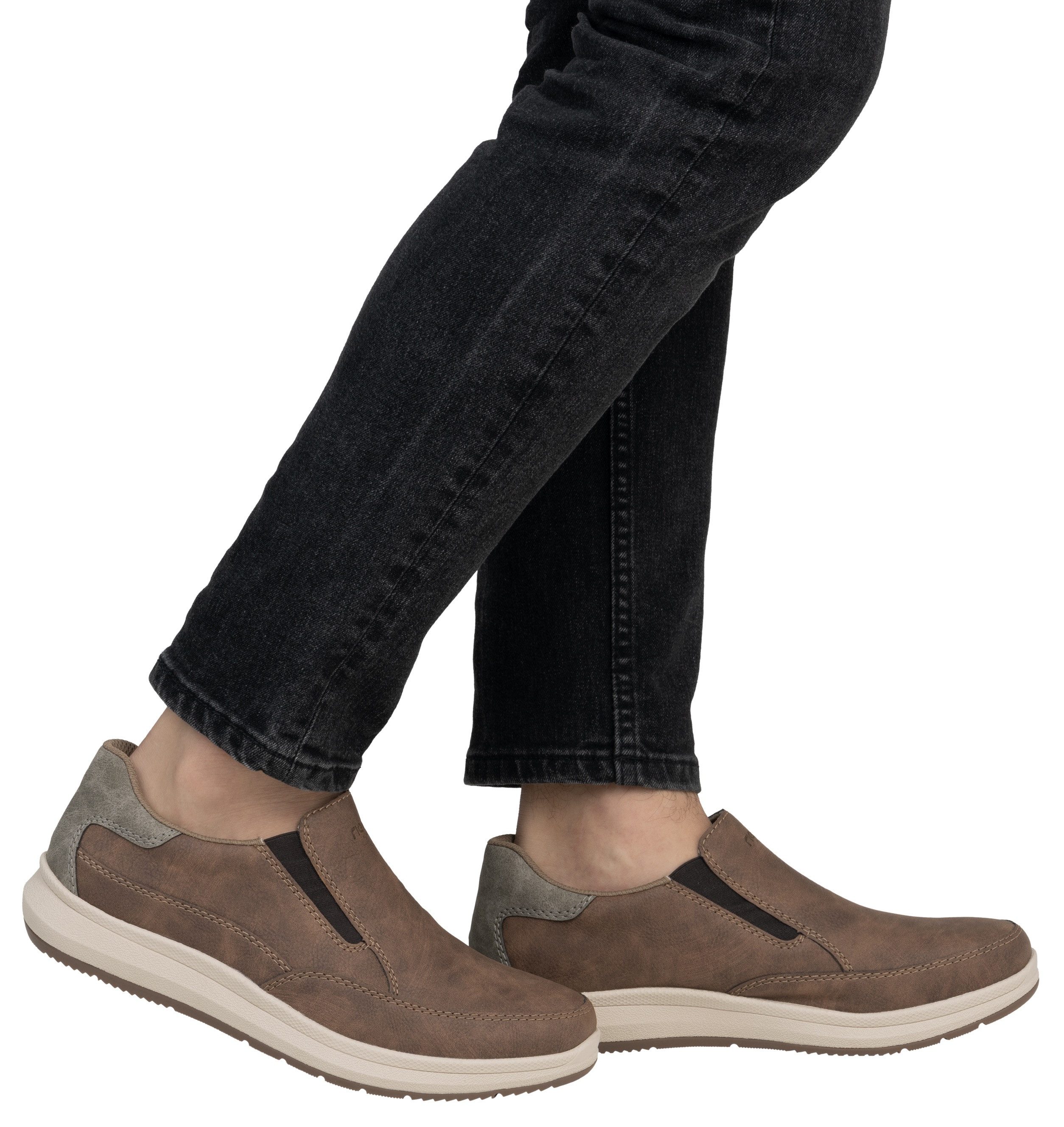 Rieker Instappers , slip-on sneaker, lage schoen, loafer, vrijetijdsschoen met elastische band