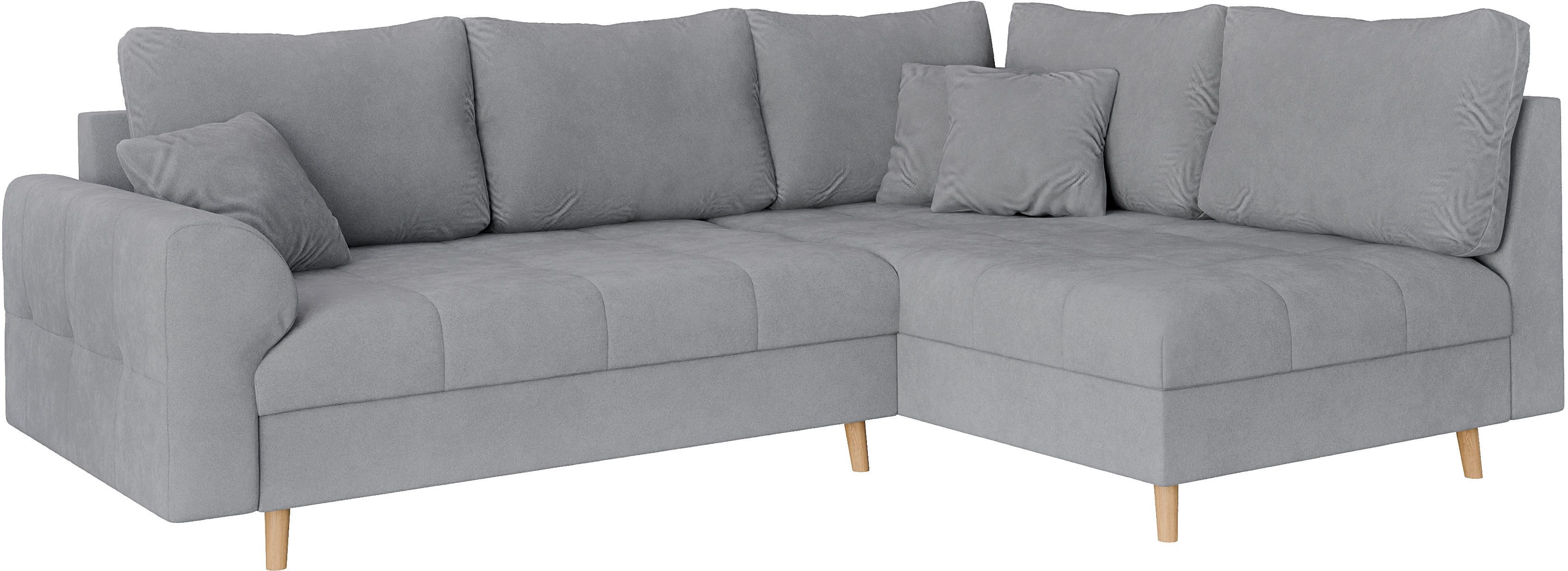 Home affaire Hoekbank CHARRE L-vorm met ottomane, afmetingen B/D/H: 231/161/81 cm fijne stiksels, losse rug- en sierkussens, ook in cord en bouclé