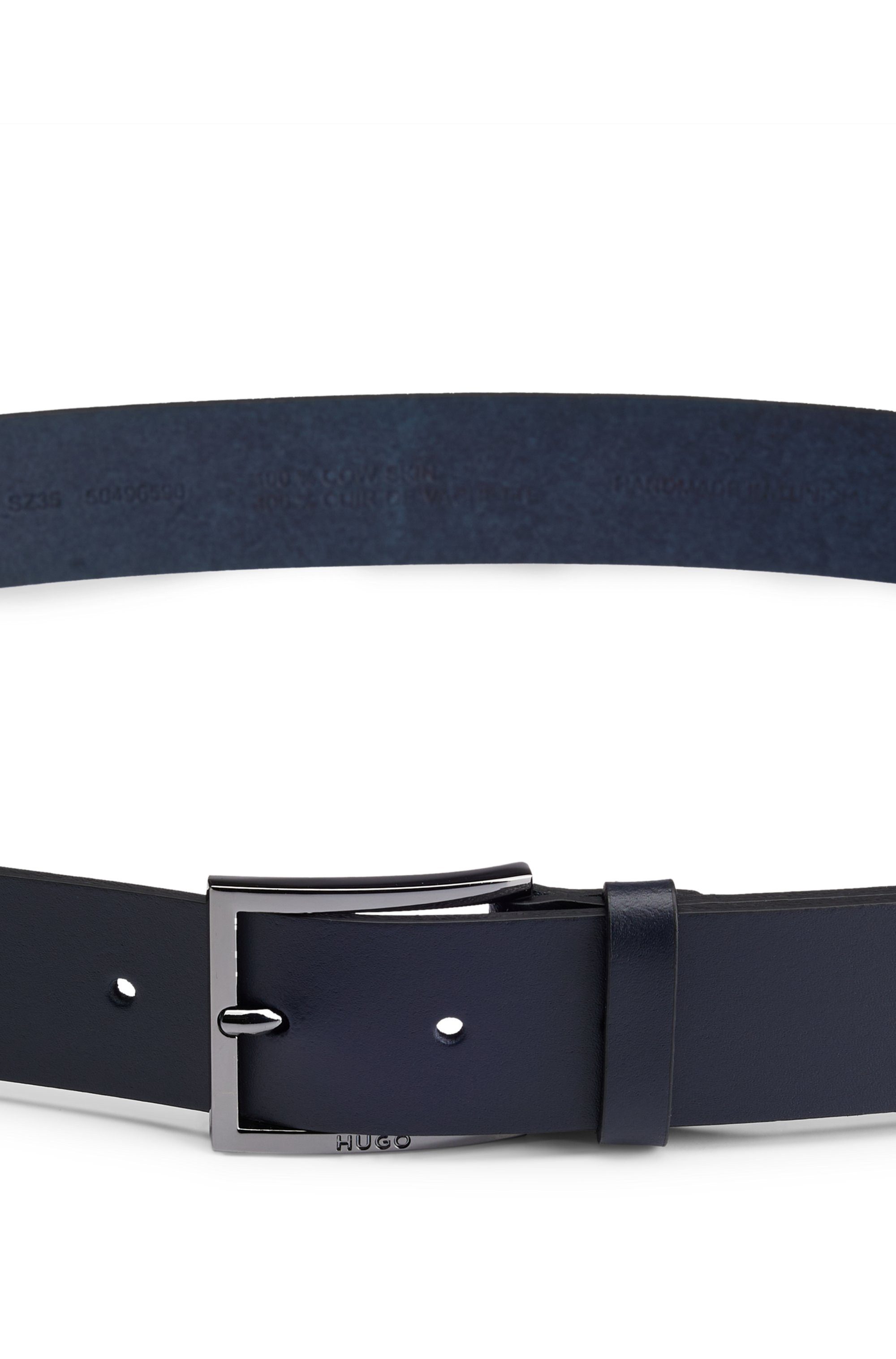HUGO Leren riem Geek_Sz35 met contrasterende naden en subtiele metalen sluiting