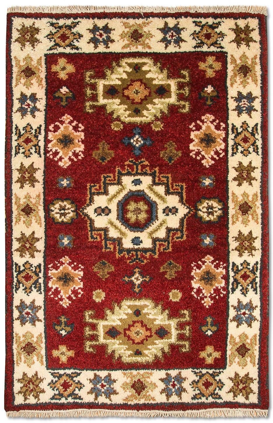 morgenland Wollen kleed Kazak Teppich handgeknüpft rot-Orientteppich - 92 x 61 cm - rot