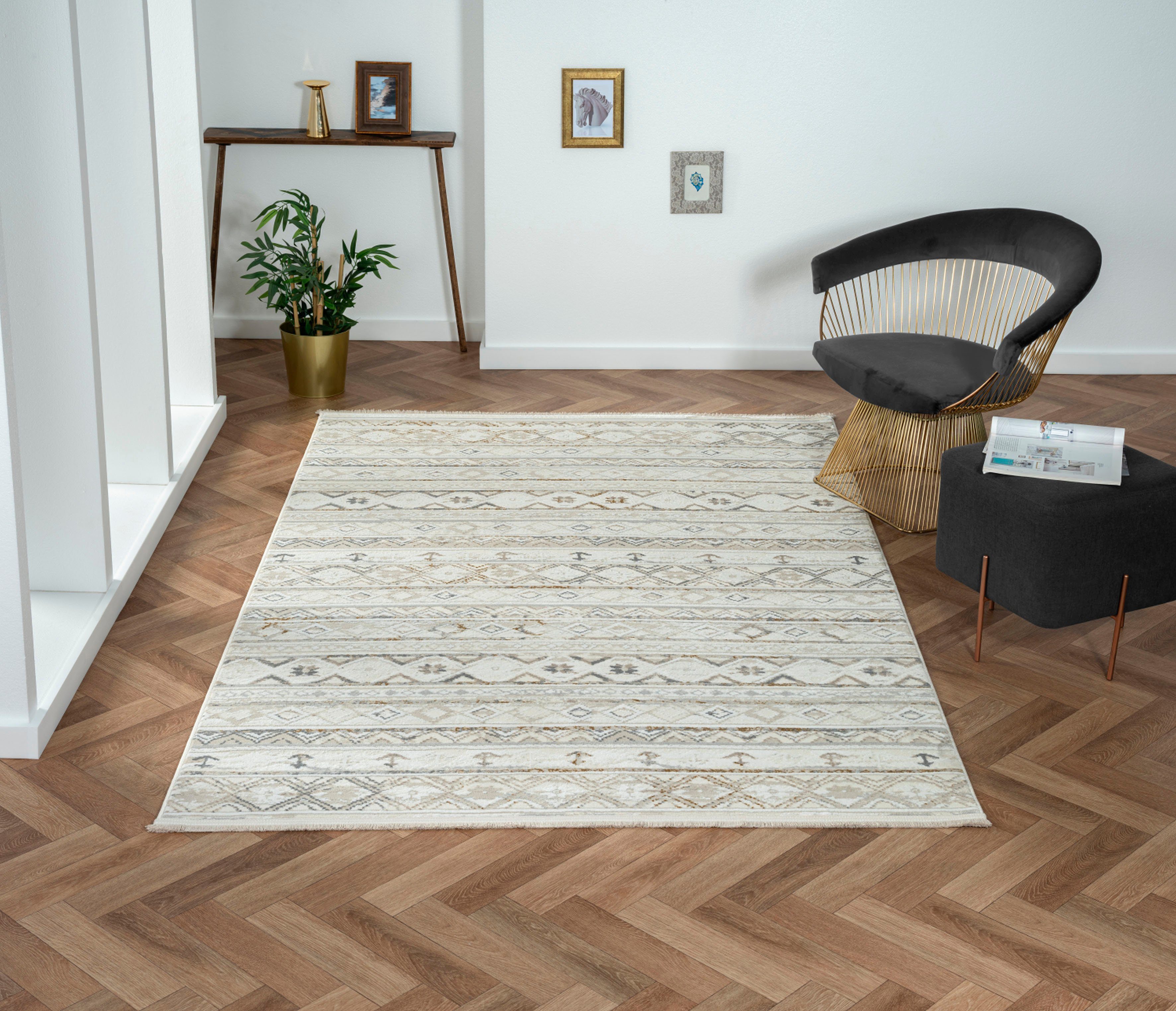 Myflair Möbel & Accessoires Vloerkleed Mijn Nomady voorraadopruiming Kortpolig, Scandi-ontwerp, bijzonder zacht door microvezel, met franjes