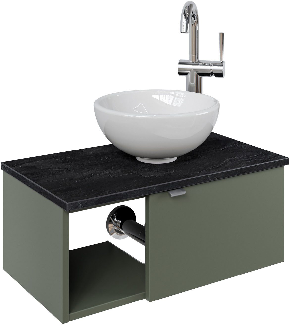 Saphir Wastafelonderkast Serie 6915 wastafel met onderkast voor gastenbadkamer, tweede toilet (3-delig)