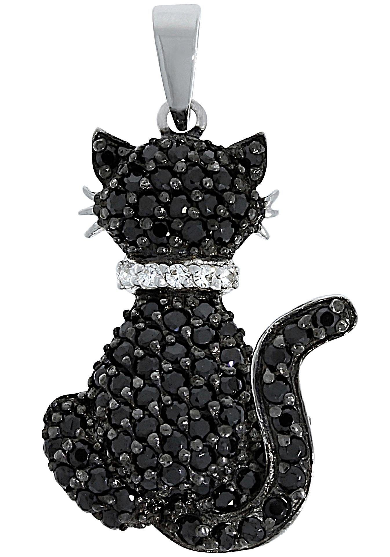 firetti kettinghanger kat met zirkoon (synthetisch) zwart