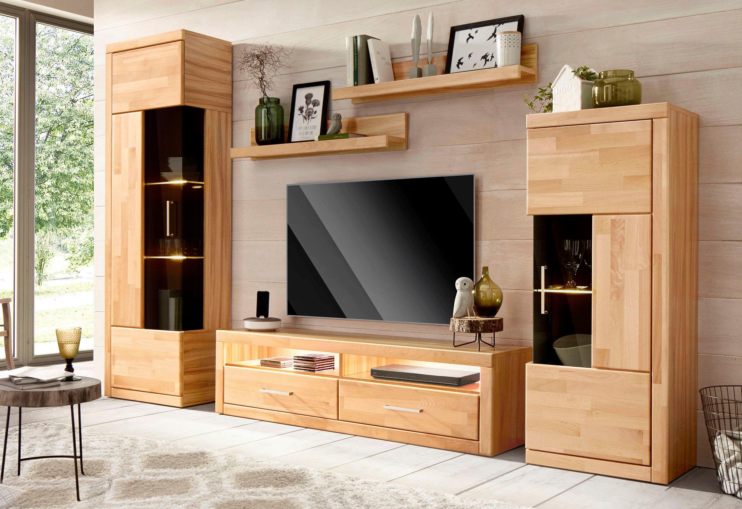 Home affaire Wandmeubel Ribe,Fronten Massivholz,Korpus Holzwekstoff,viel Stauraum gedeeltelijk massief hout (set, 5-delig)