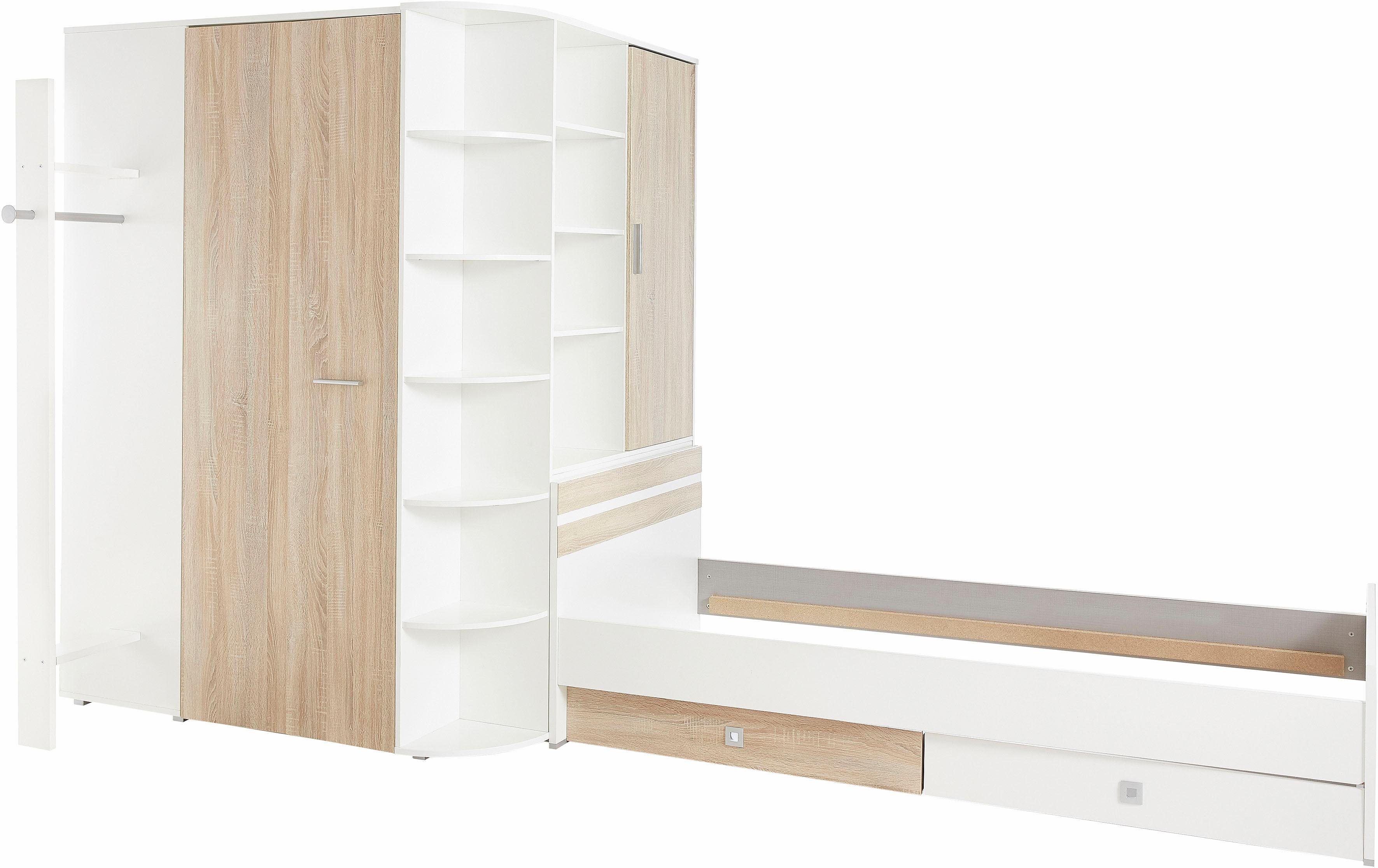 Wimex Tienerkamerset Joker kledingkast met garderobe, bed en opberglades (set, 4-delig)