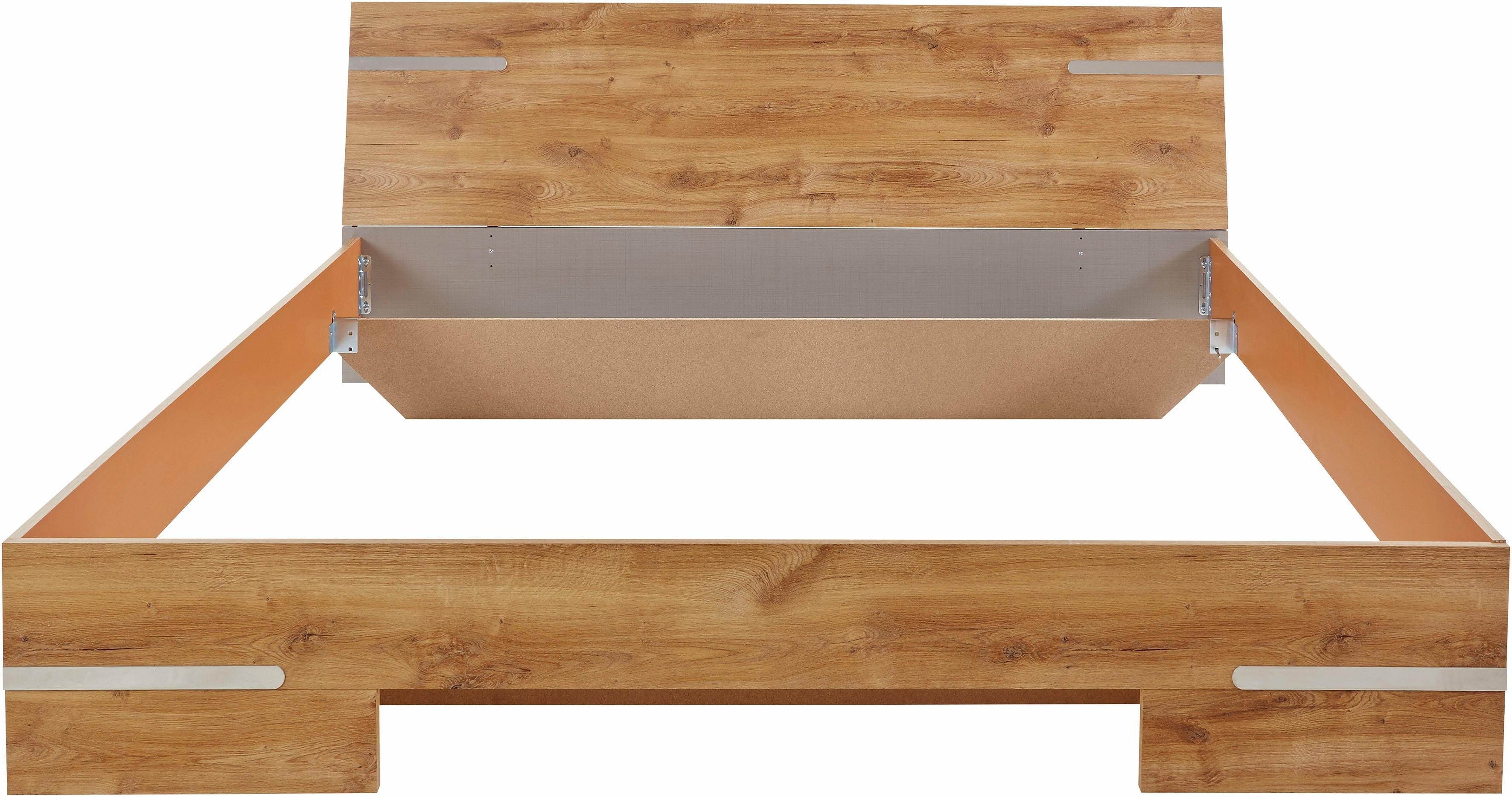 Wimex Futonbed Anna, Bed Made in Germany met chroomkleurige details in hoofd- en voetdeel, 3 breedtes om uit te kiezen